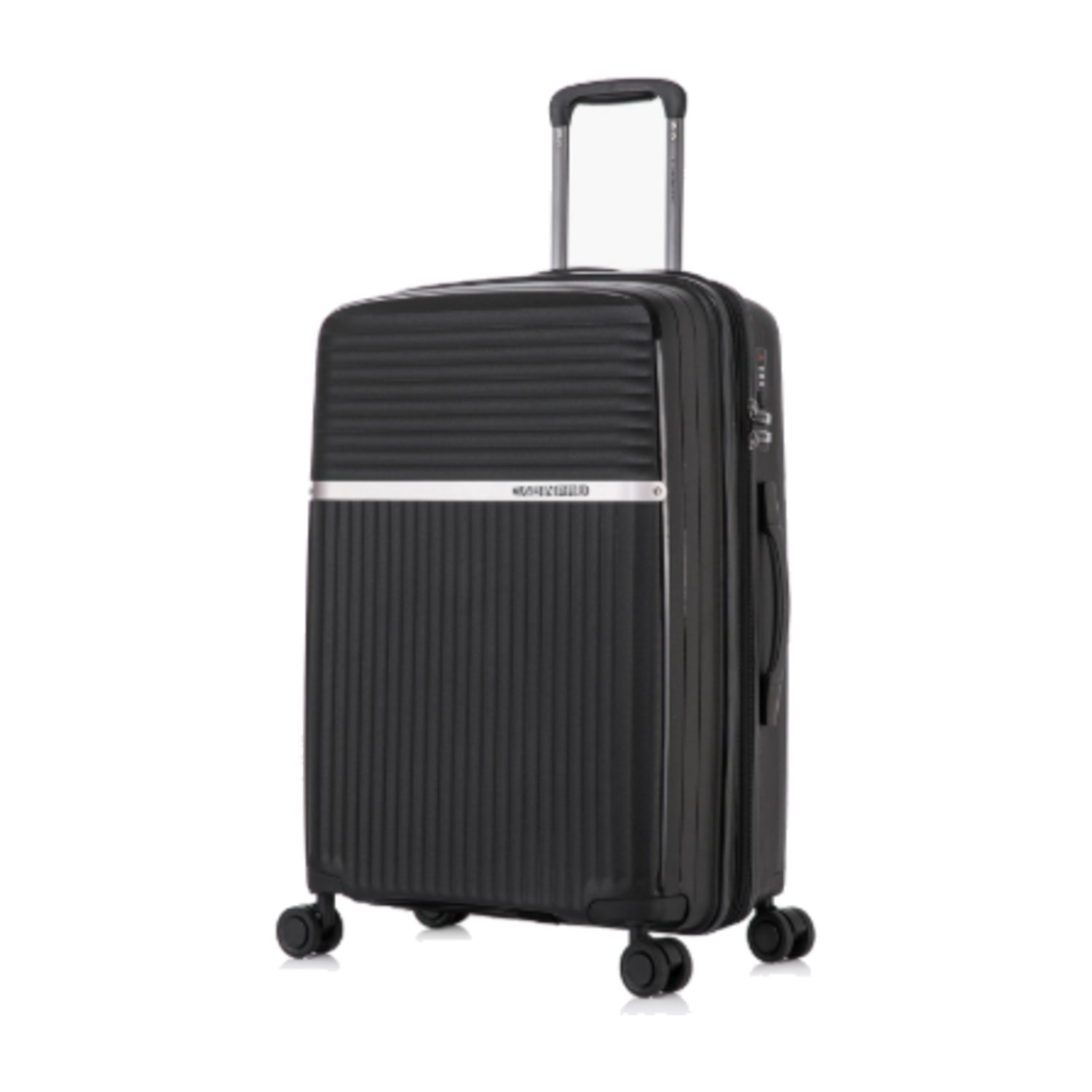 CabinPro 64 CM Medium Check-In Hard Case Luggage Trolley Bag with Double 4 Wheels | CP002 - Black