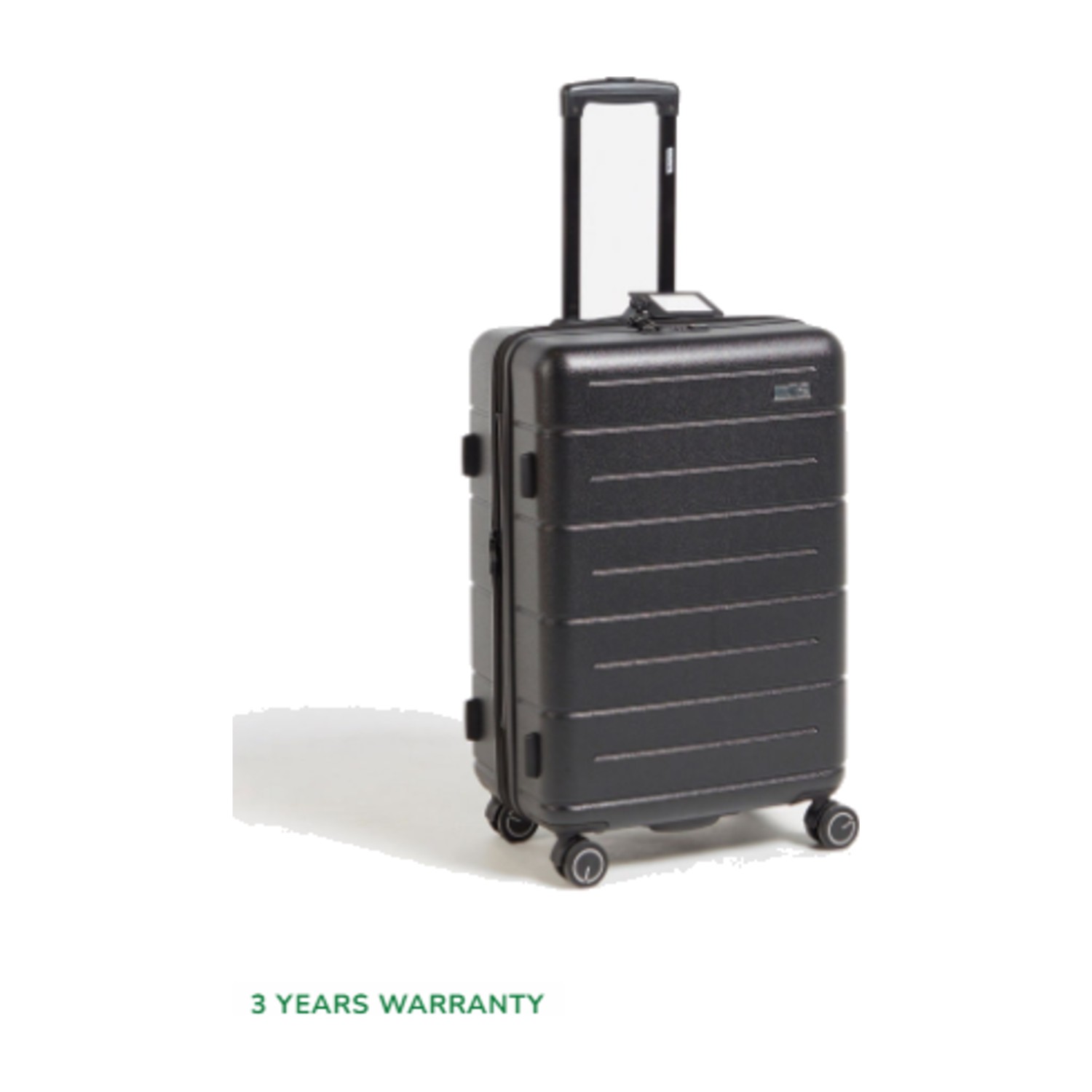WAVE Textured Hardcase Luggage Trolley with Retractable Handle - 20 inches Cabin Bag - Black