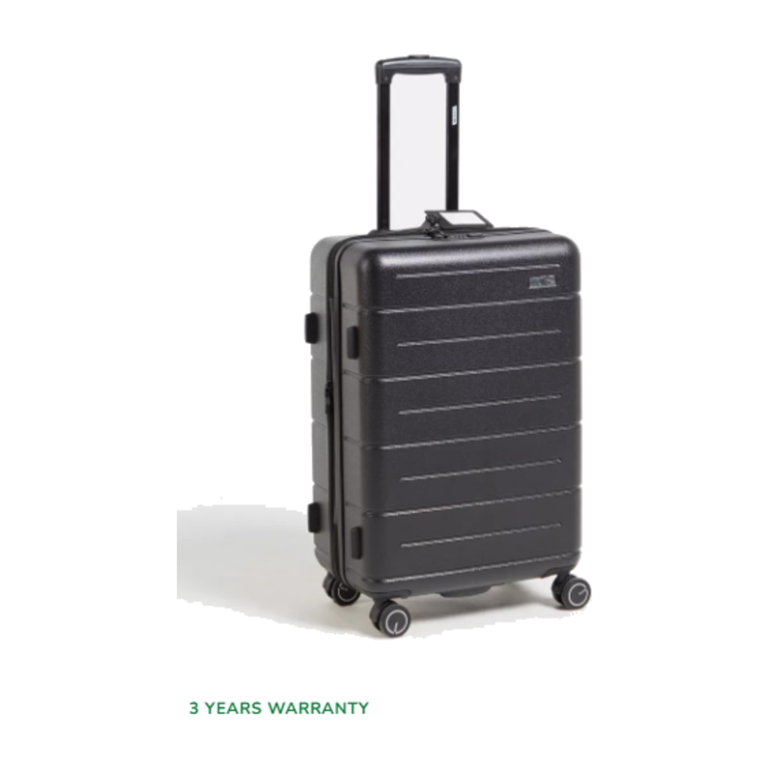 WAVE Textured Hardcase Luggage Trolley with Retractable Handle - 28 inches Check-In Bag - Black