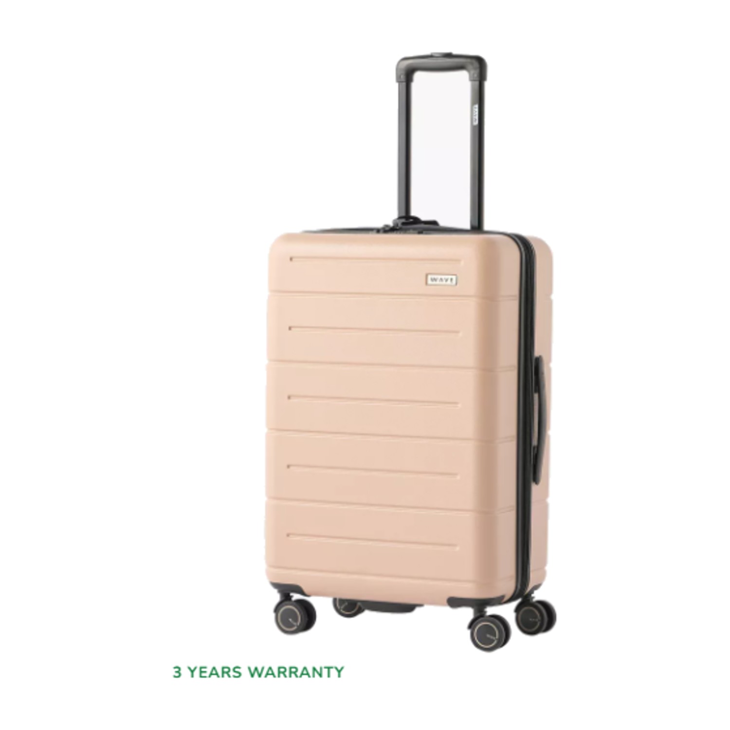 WAVE Textured Hardcase Luggage Trolley with Retractable Handle - 24 inches Check-in Bag - Beige