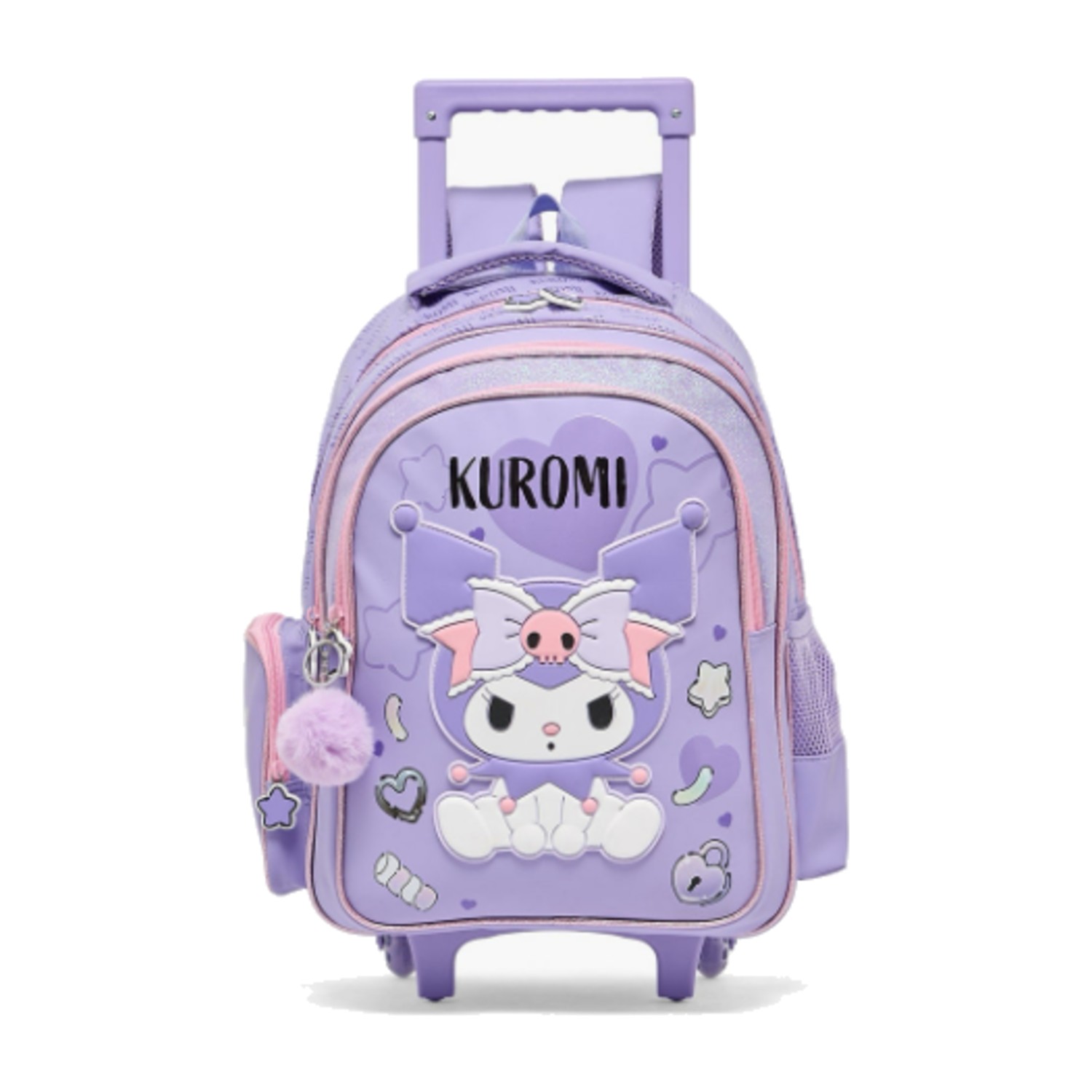 Sanrio Kuromi Print Trolley Bag for Girls 5-8 Years Retractable Handle - 19 inches