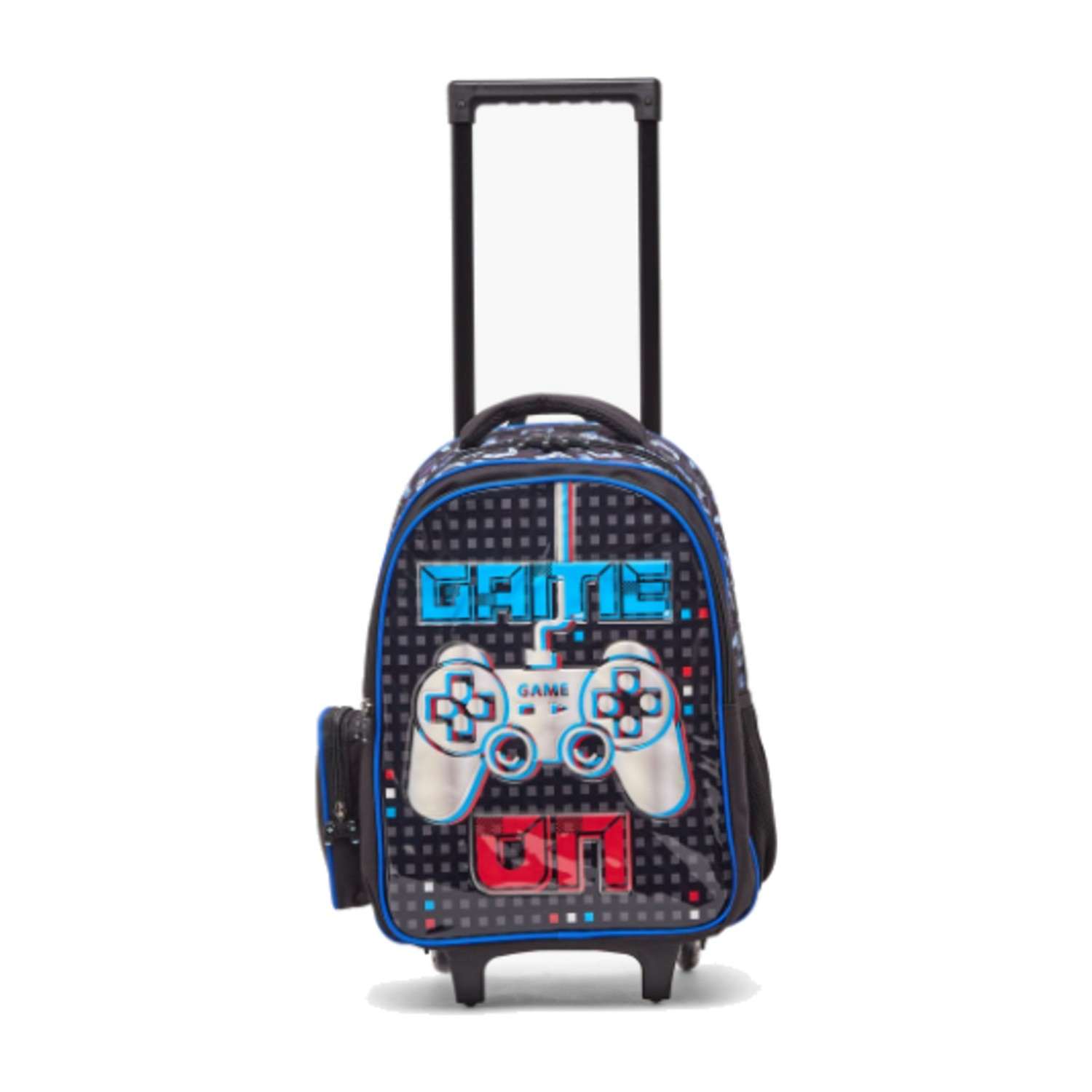 Juniors Game Print 5-Piece School Trolley Bag Set for Boys 5-8 Years with Lunch Bag - 16 inches