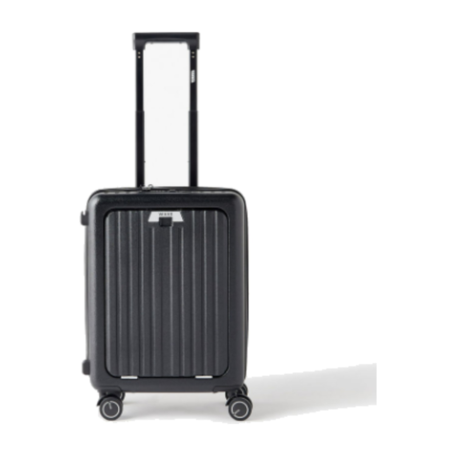 WAVE Textured Hardcase Trolley with Retractable Handle - 20 Inches Check-in Bag - Black