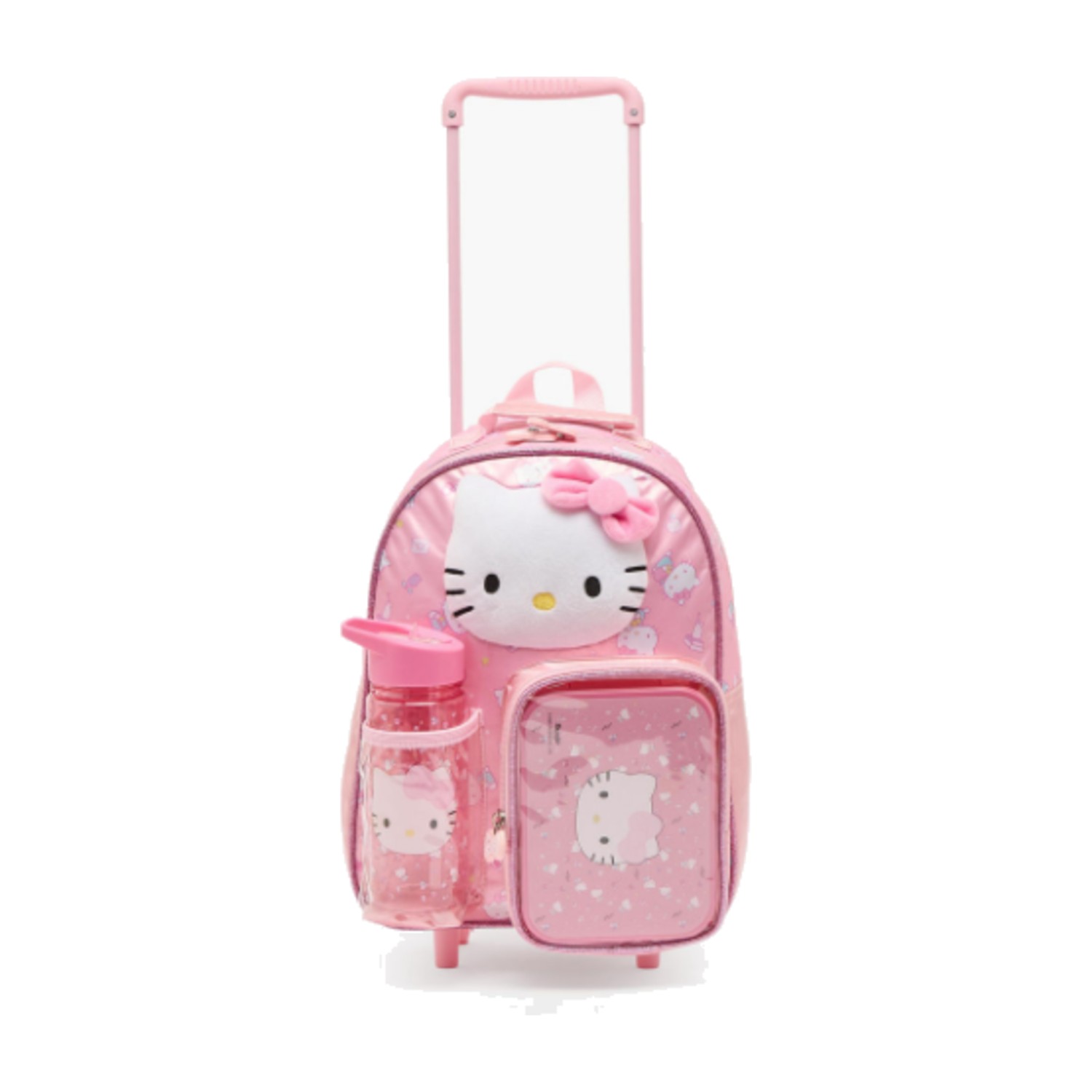 Sanrio Hello Kitty Print 3-Piece School Trolley Bag Set for Girls 3-5 Years with Lunch Box-14 inches