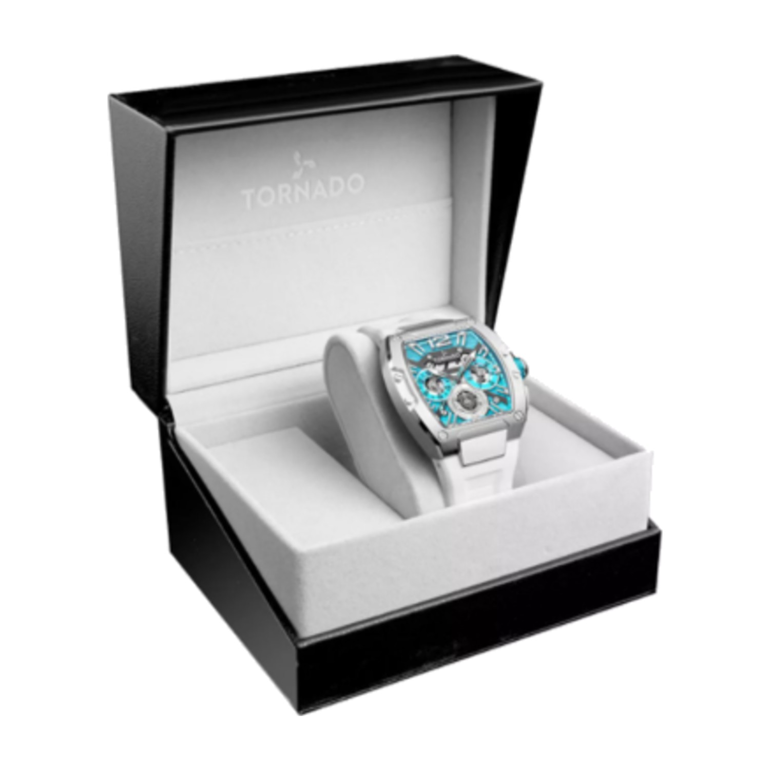 Tornado Men's 43 MM White Chronograph Silicone Strap Watch | T23105-SSWL