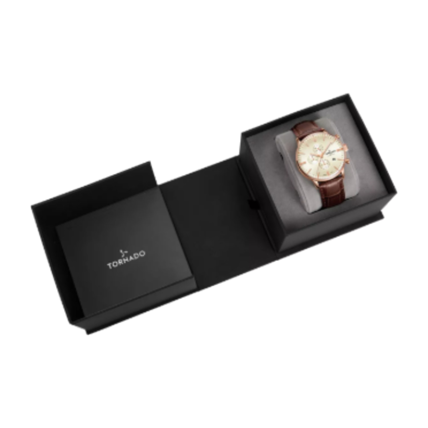 Tornado Men's Brown Chronograph Leather Strap Watch | T6102-RLDI