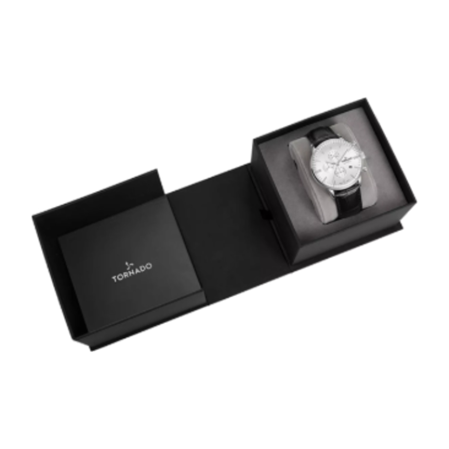 Tornado Men's Black Chronograph Leather Strap Watch | T6102-SLBW