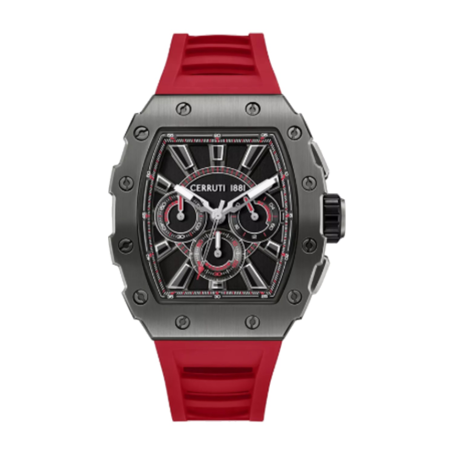 Cerruti Gubbio Black Dial Silicone Strap Chronograph Watch for Men