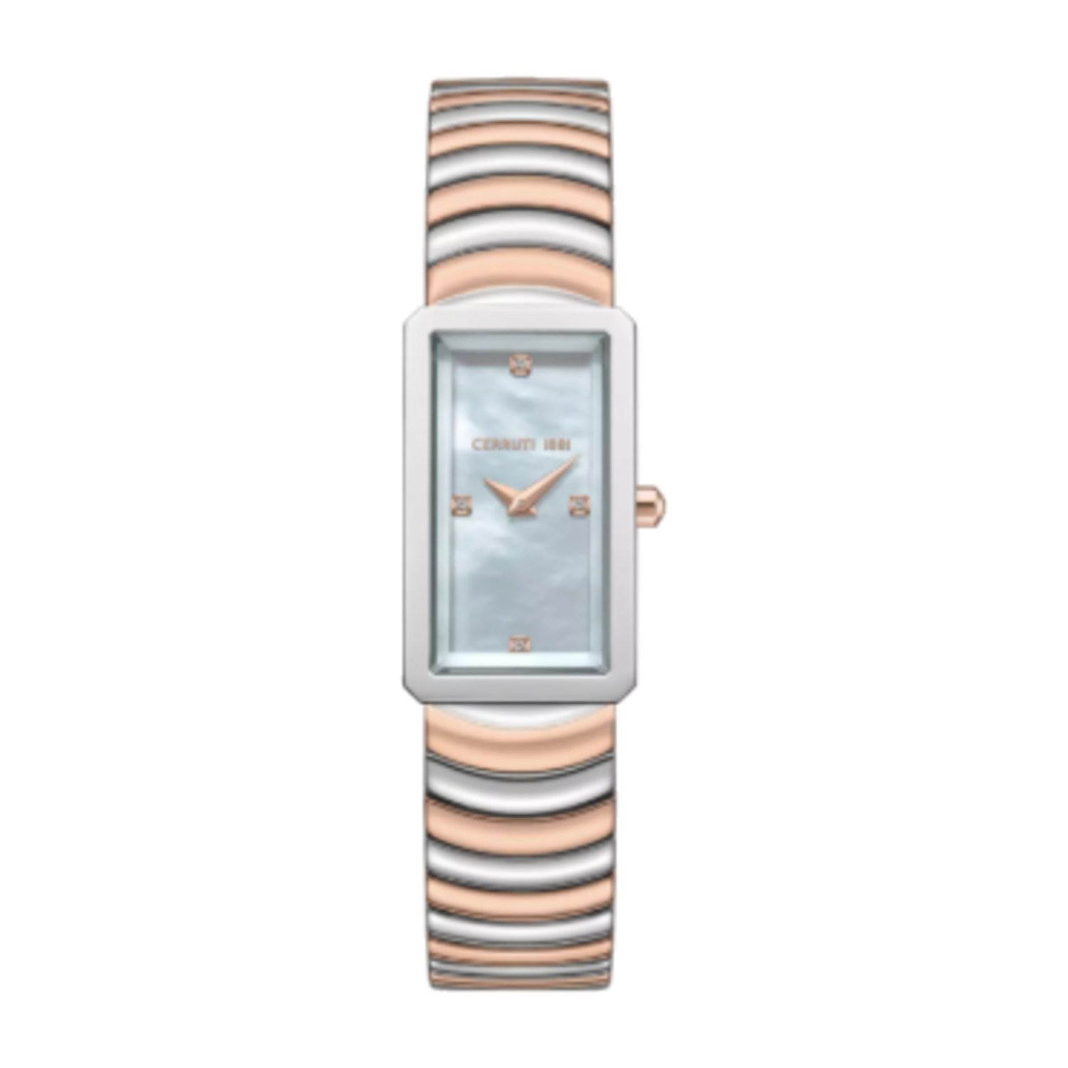 Cerruti Rectangular Multicolor Mother-of-pearl Dial Bracelet Watch