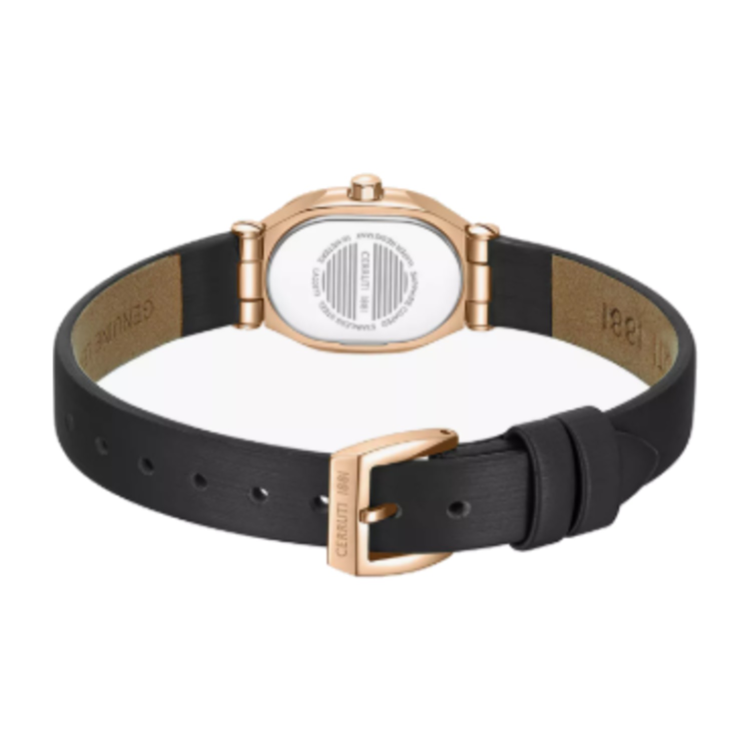 Cerruti Aosta Black Dial Genuine Leather Strap Analog Watch for Women