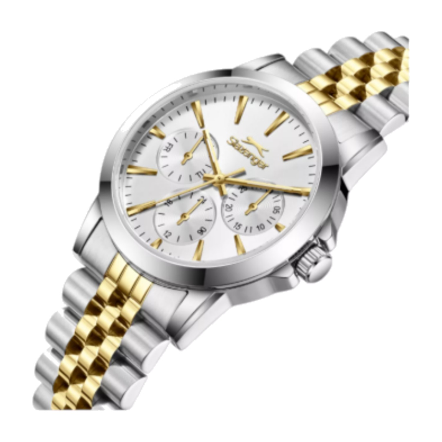 Slazenger Multifunction Display Watch, Two-Tone Metal Strap