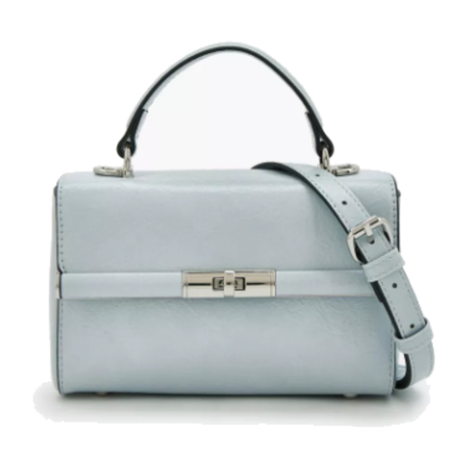 Celeste Solid Satchel Bag with Twist Lock Closure - Blue