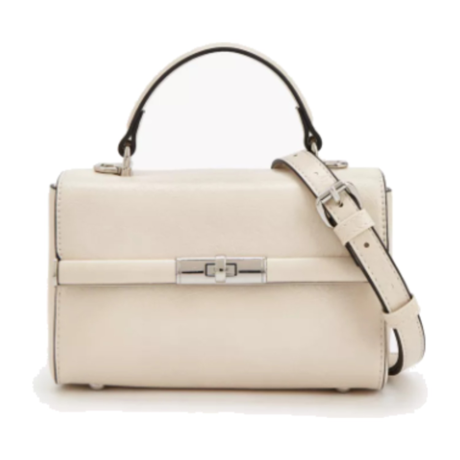 Celeste Solid Satchel Bag with Twist Lock Closure - Cream