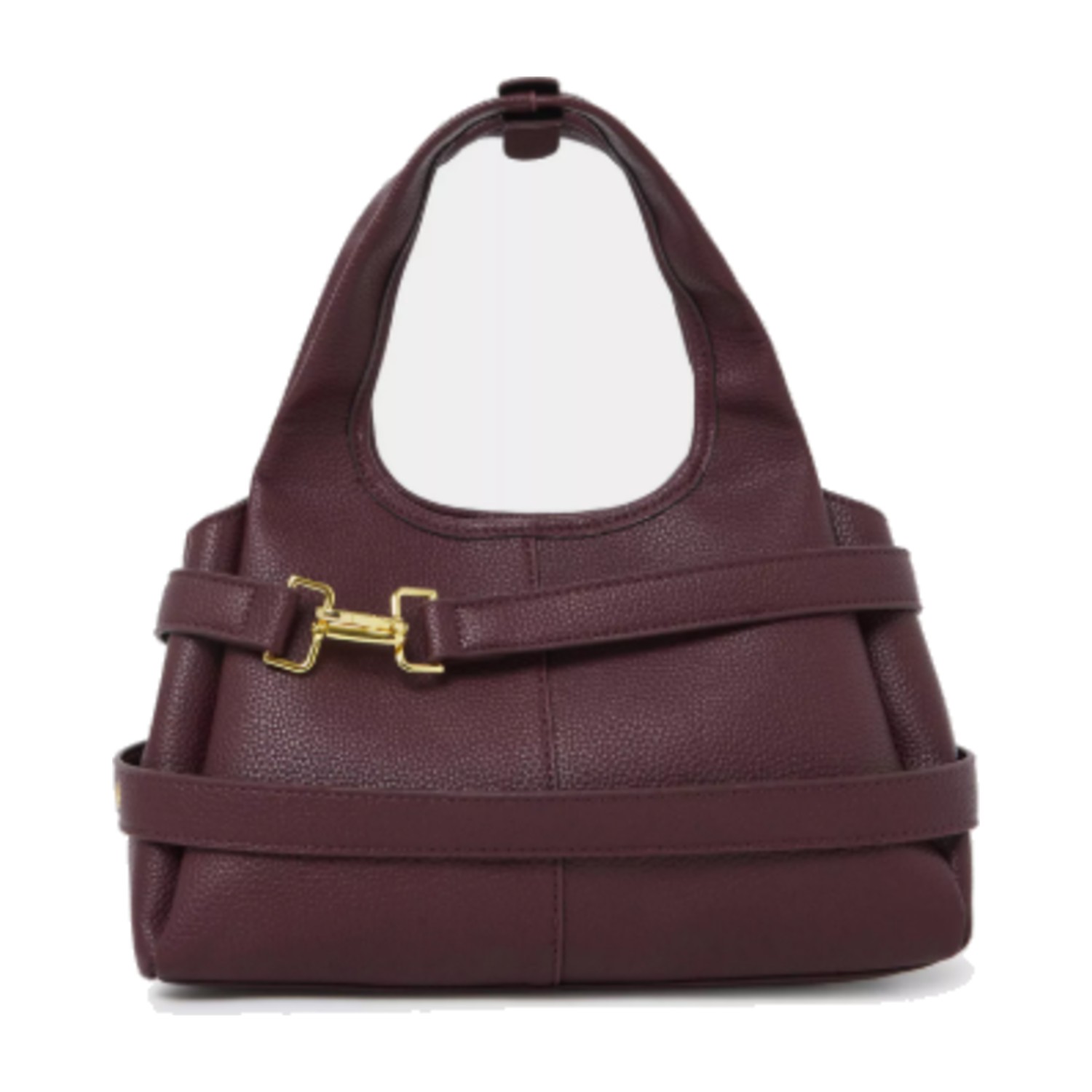 Styli Burgundy Buckle Strap Detail Shoulder Bag - Red