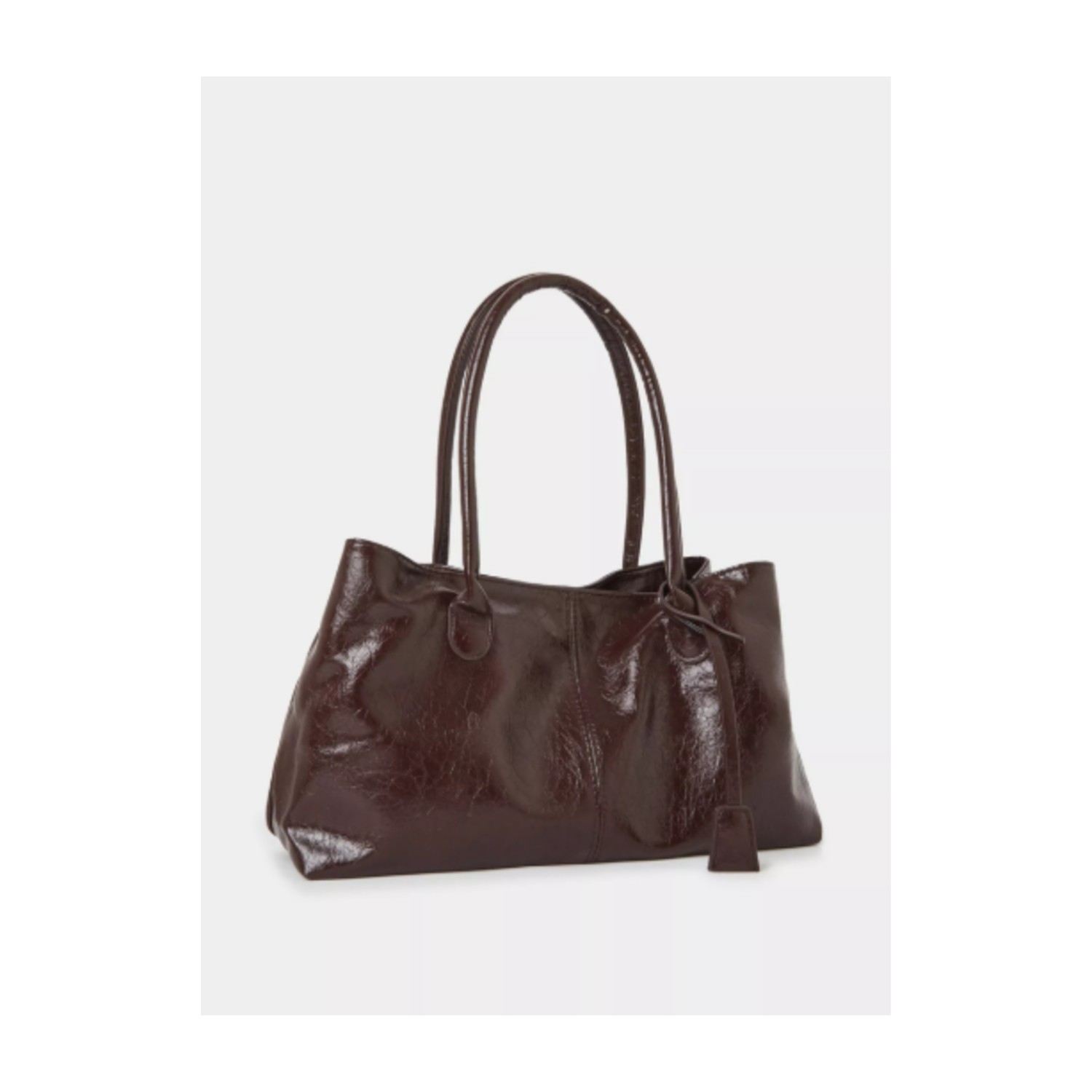 Styli Solid Shoulder Bag with Loop Charm - Brown