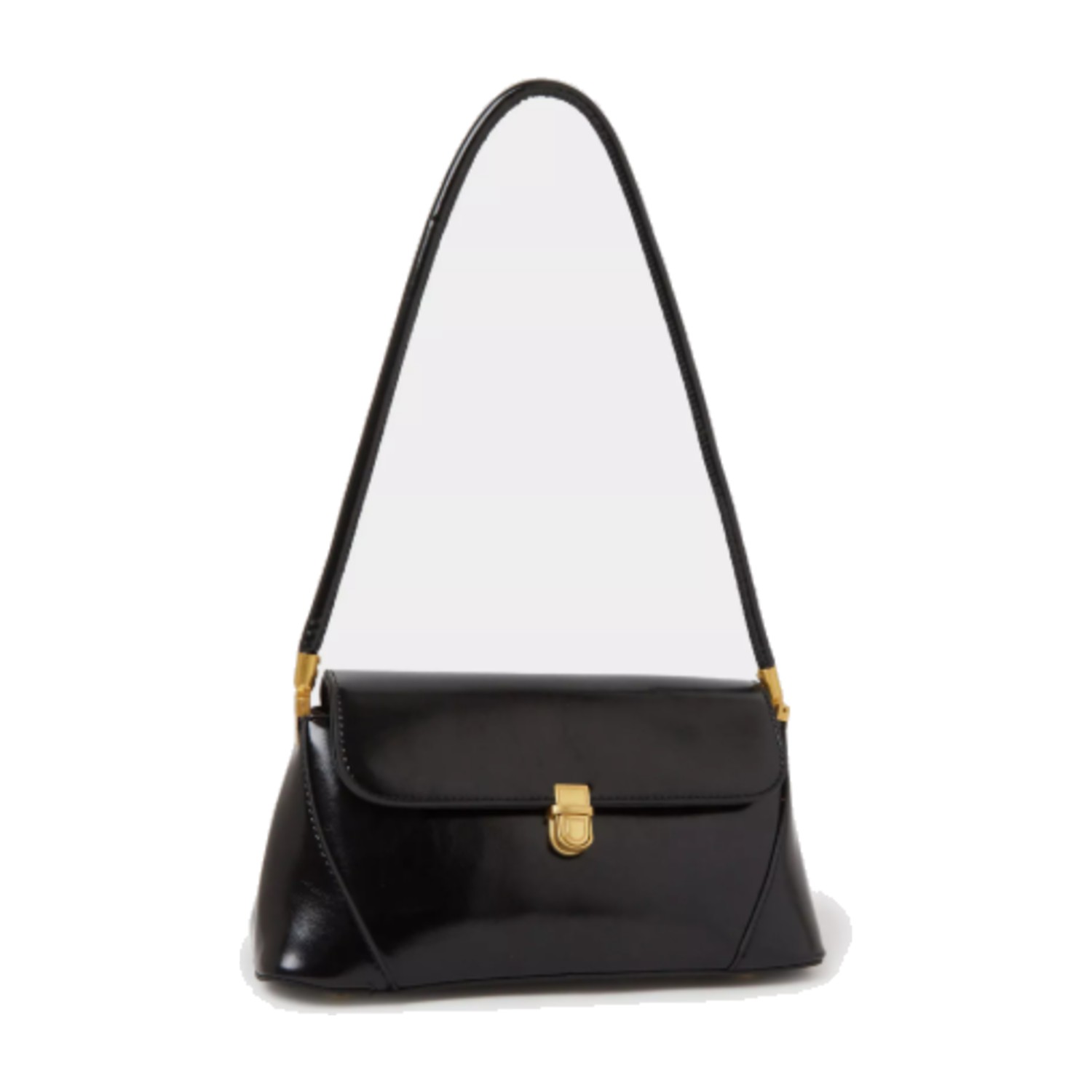 Styli Flap Shoulder Bag with Push-Lock - Black