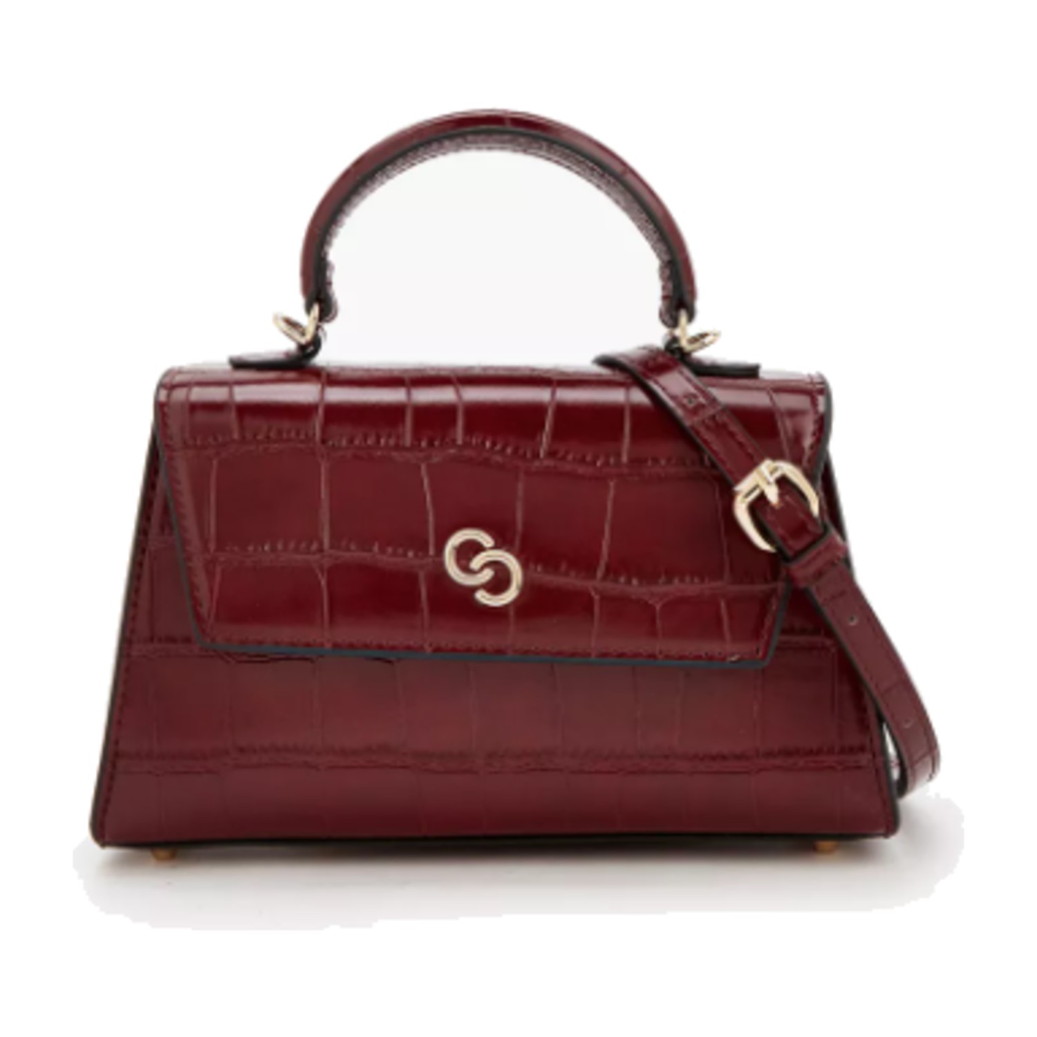 Celeste Textured Satchel Bag with Button Closure - Red