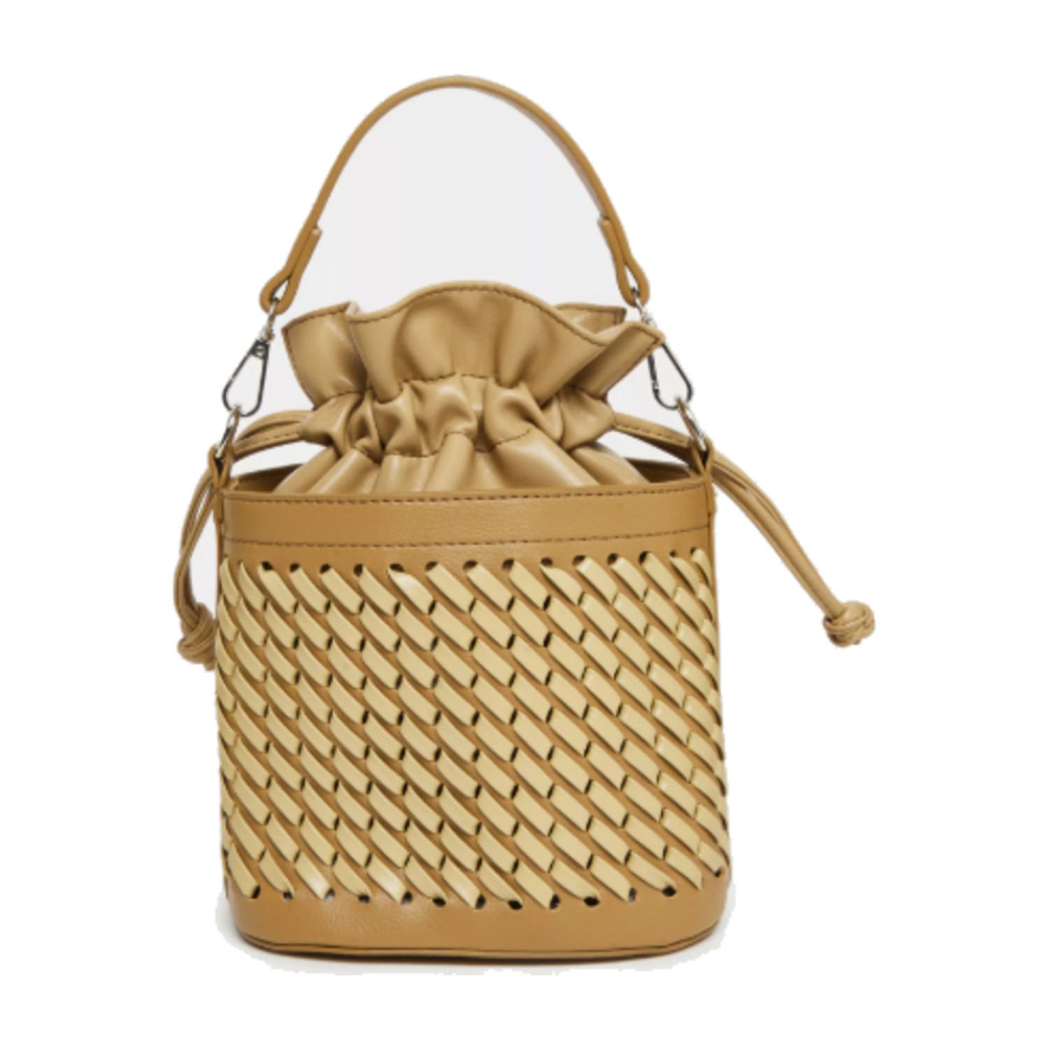 Styli Woven Bucket Bag with Strap - Brown