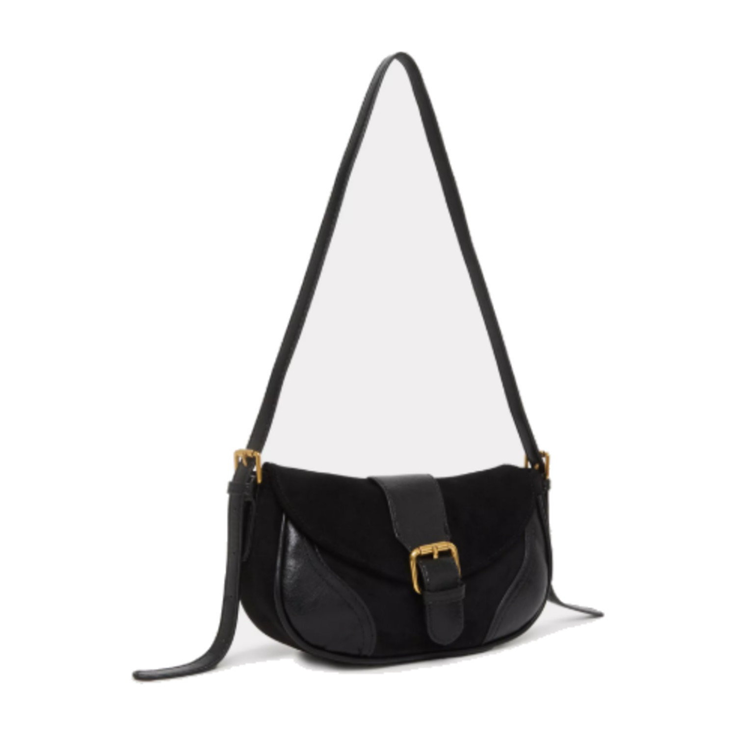 Styli Black Buckled Baguette Bag - Black