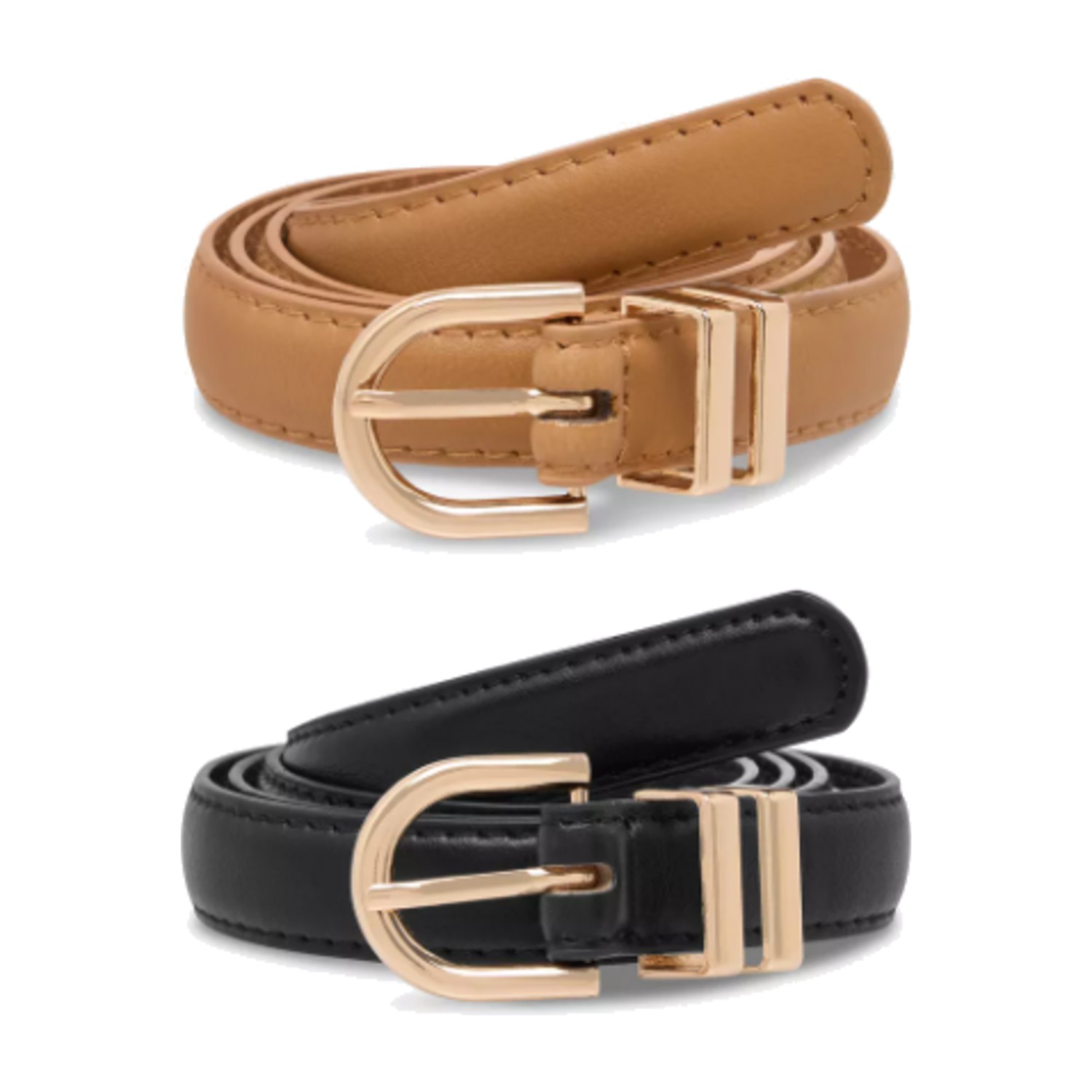Pack of 2 Belt with Pin Buckle Closure