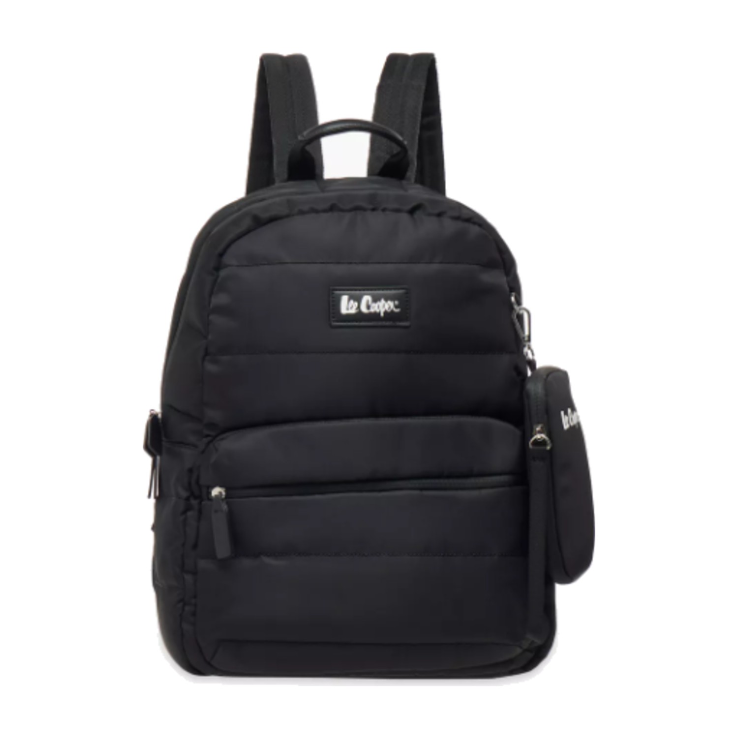 Lee Cooper Solid School Backpack with Zip Closure and Pouch - 31x14x42 cm - Black
