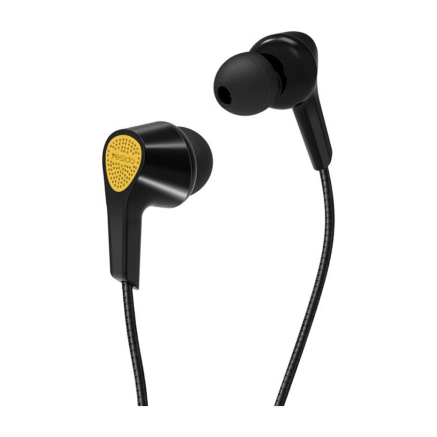 YESIDO YH25 3.5mm In-Ear Earphones with Mic, HiFi Stereo Canalphones, Lightweight Sport Earbuds – Black