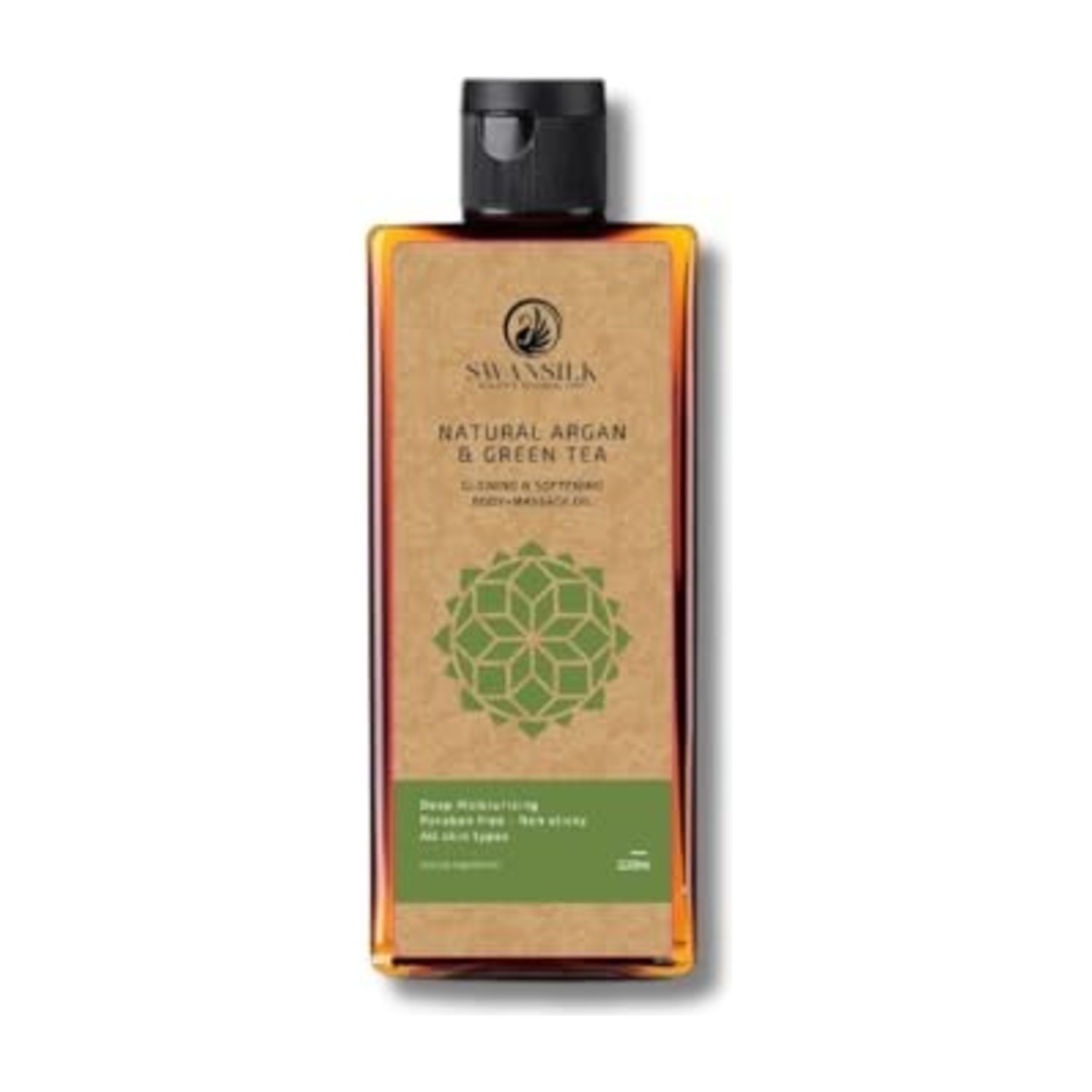 SWANSILK Body Massage Oil with Natural Argan and Green Tea - 200 ml