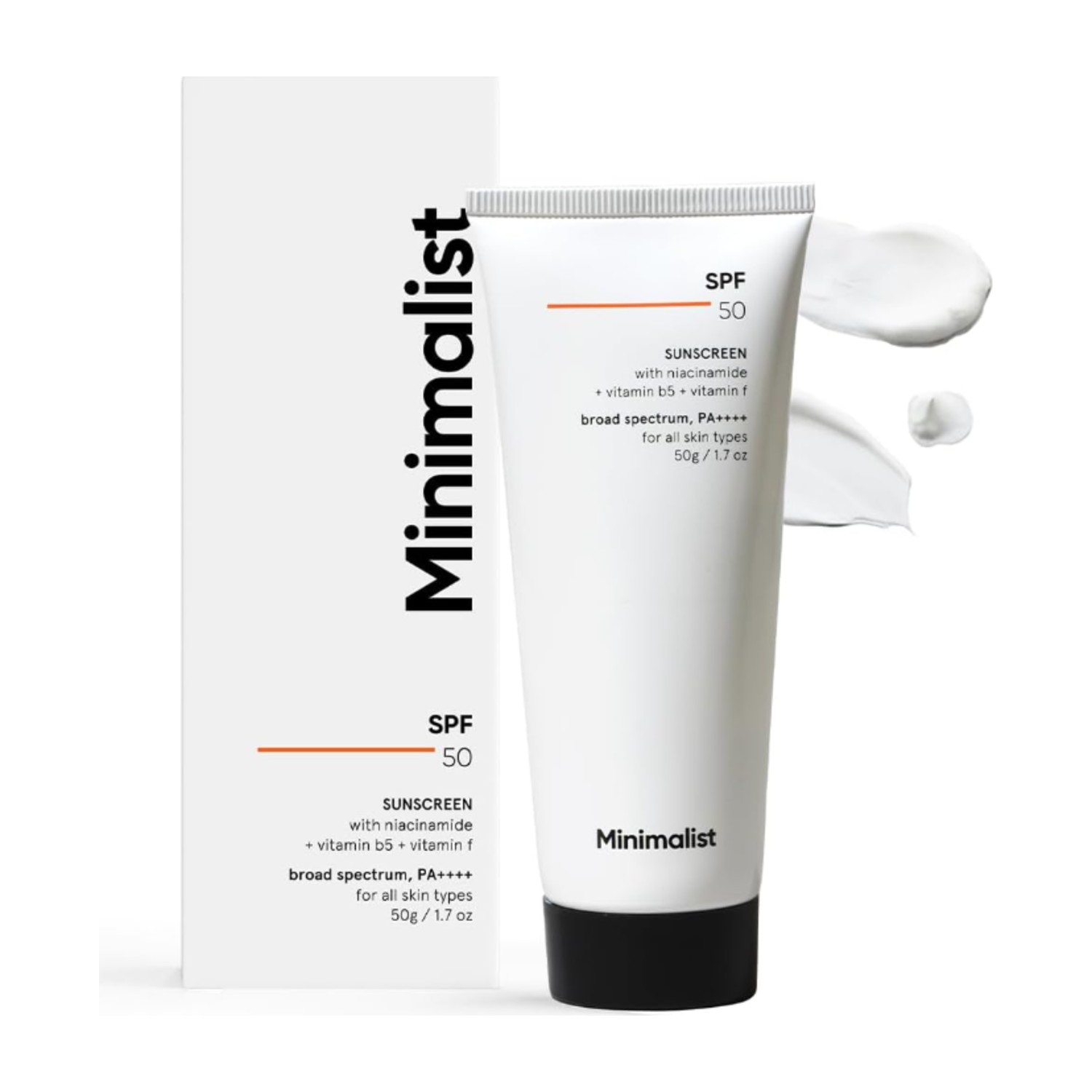 Minimalist SPF 50 Sunscreen with Niacinamide & Multi-Vitamins | Broad Spectrum UVA/UVB Protection PA ++++ | No White Cast, Lightweight & Matte Finish | Acne Safe Face Susncreen | 50g