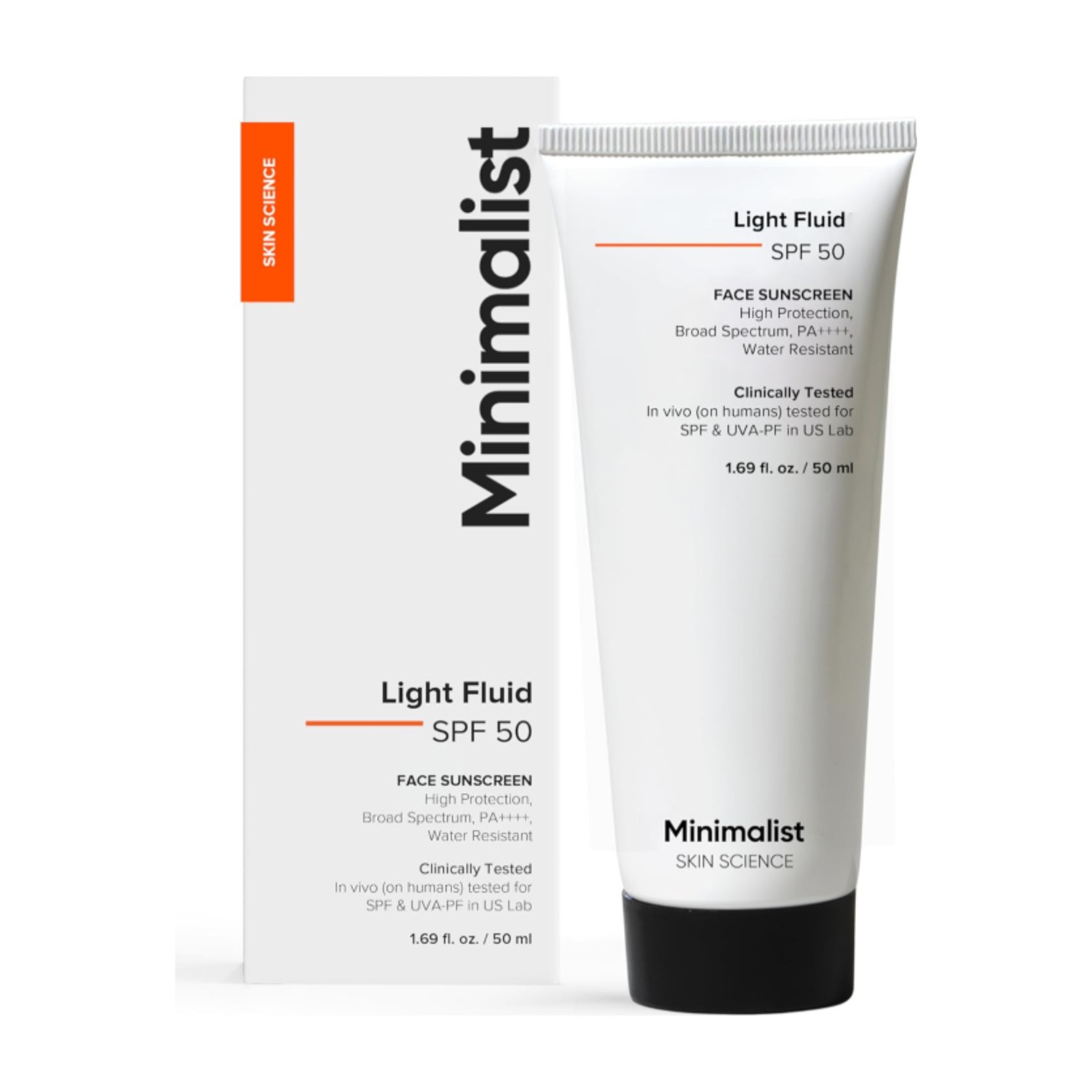 Minimalist Light Fluid Sunscreen SPF 50 PA++++ | Clinically Tested in US (In-Vivo) | No White Cast | Broad Spectrum | Lightweight, Water & Sweat Resistant | For Women & Men | 50ml