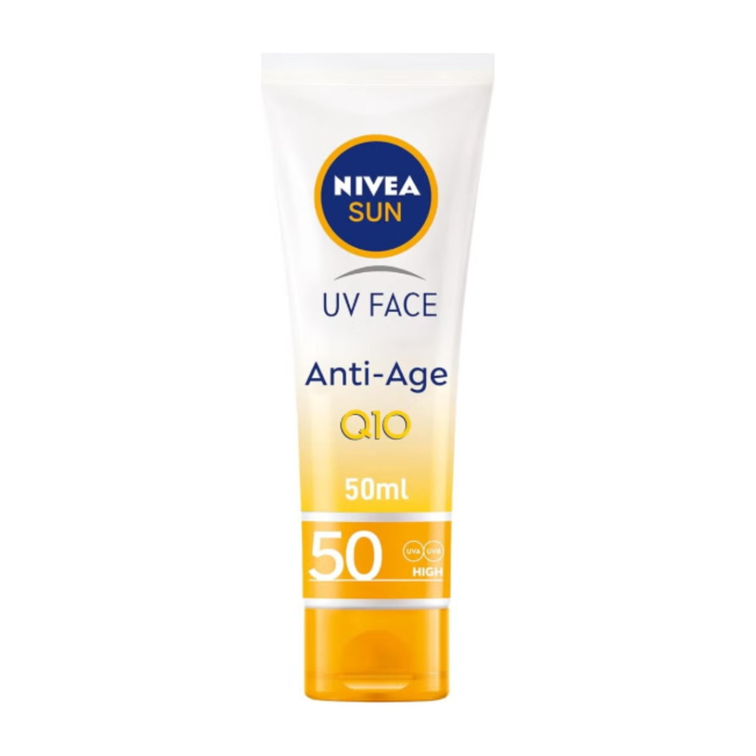 NIVEA SUN Face Cream, SPF 50, High UVA and UVB Protection, with Q10 Technology, Anti-Age, Water Resistant, Non-Greasy, 50ml