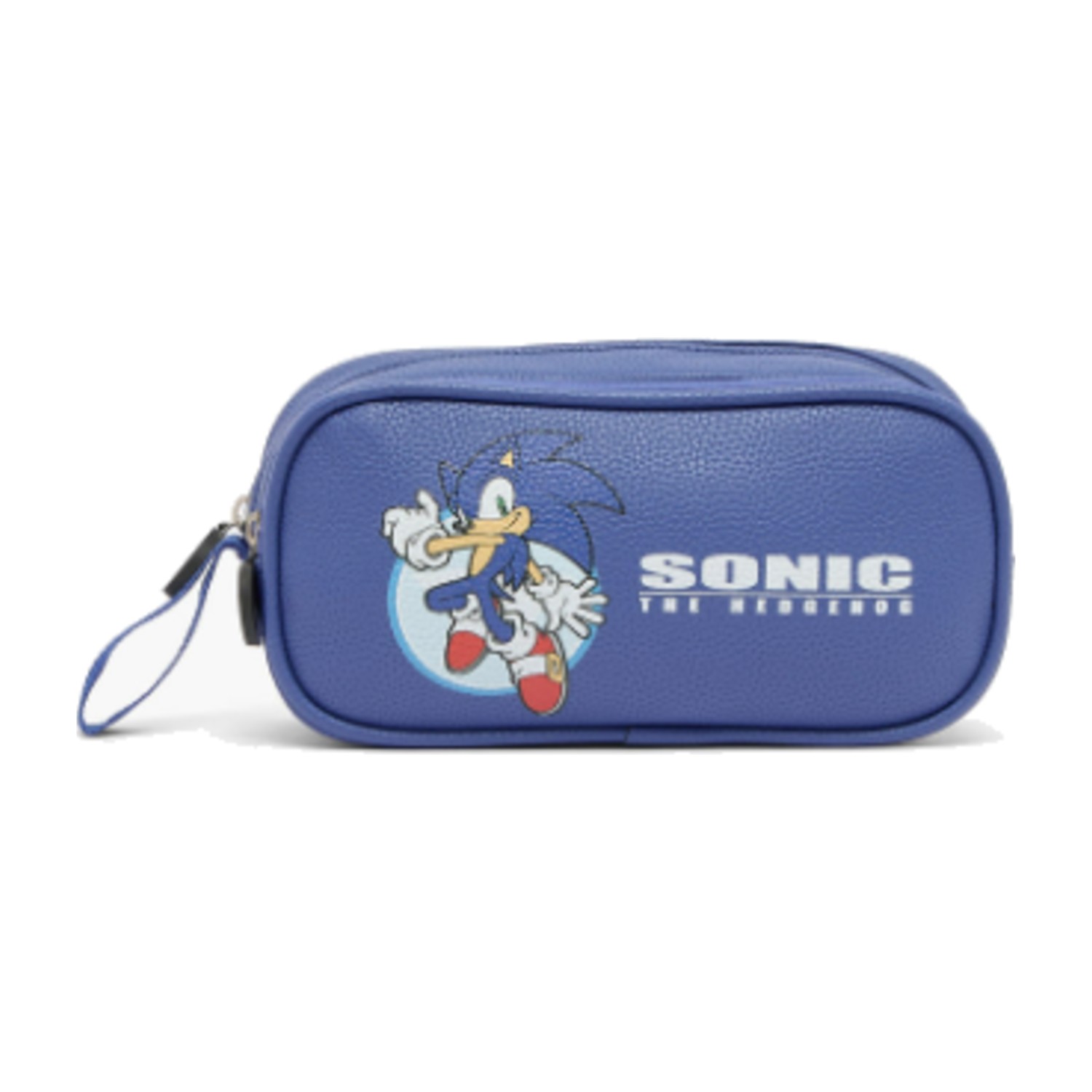 Hollywood Magic Sonic the Hedgehog Pencil Pouch with 2 Compartments - Faux Leather