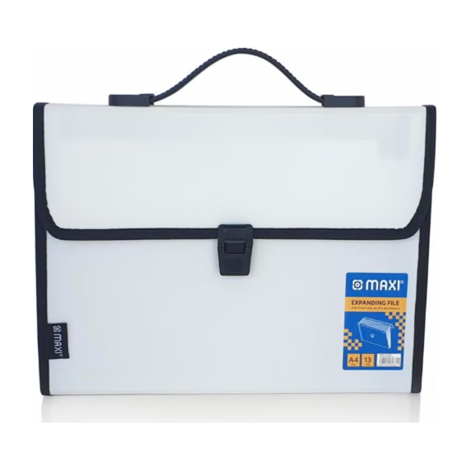 Maxi 13-Pocket Expanding File Folder with Elastic Closure, A4 Document Organizer - White
