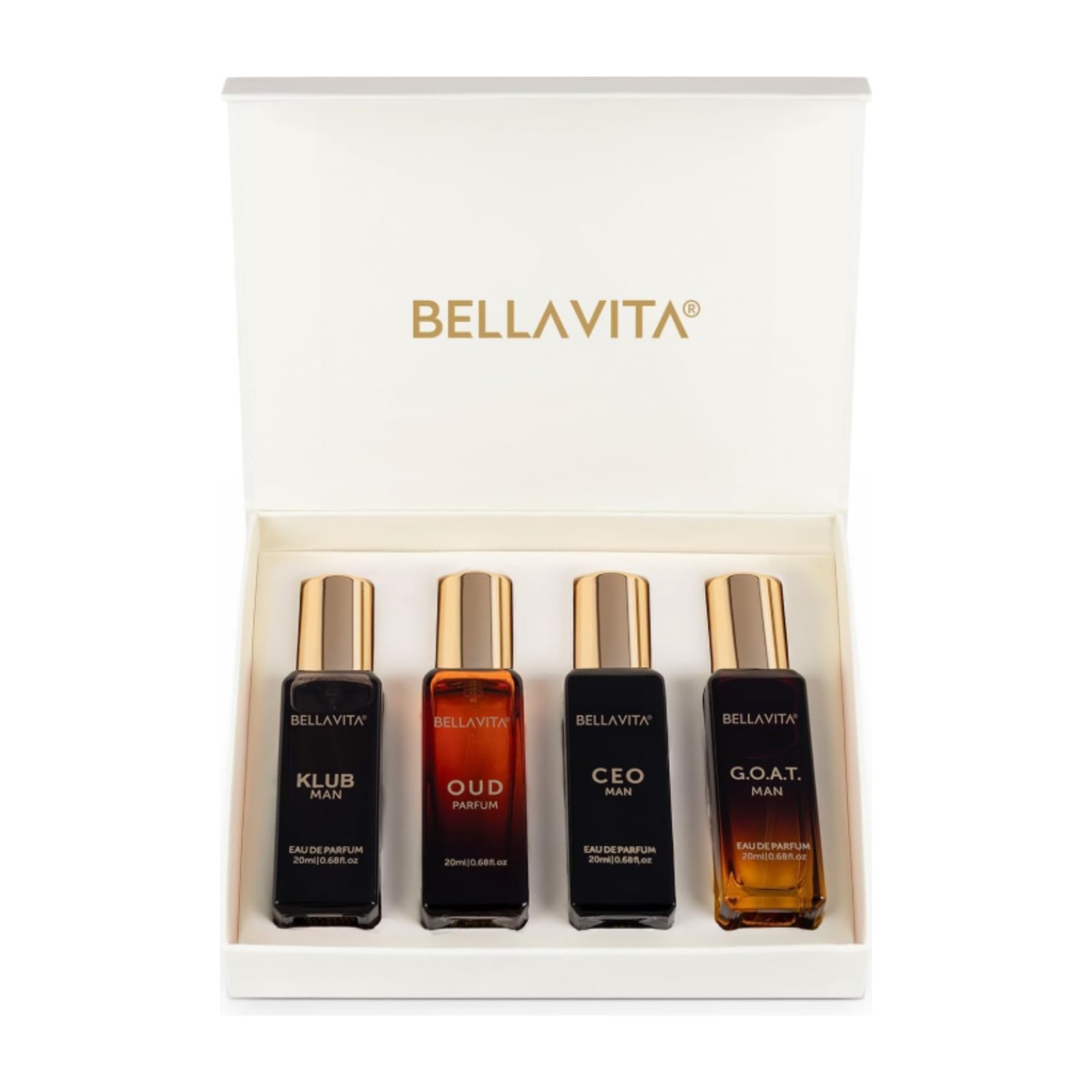 BellaVita Luxury Perfume Gift Set for Men | Includes CEO Man, KLUB, OUD, GOAT, Perfumes | Woody, Citrusy and Dominating Long Lasting Mens Perfume Set | Oud Perfume for Men | Luxury Collection Perfumes