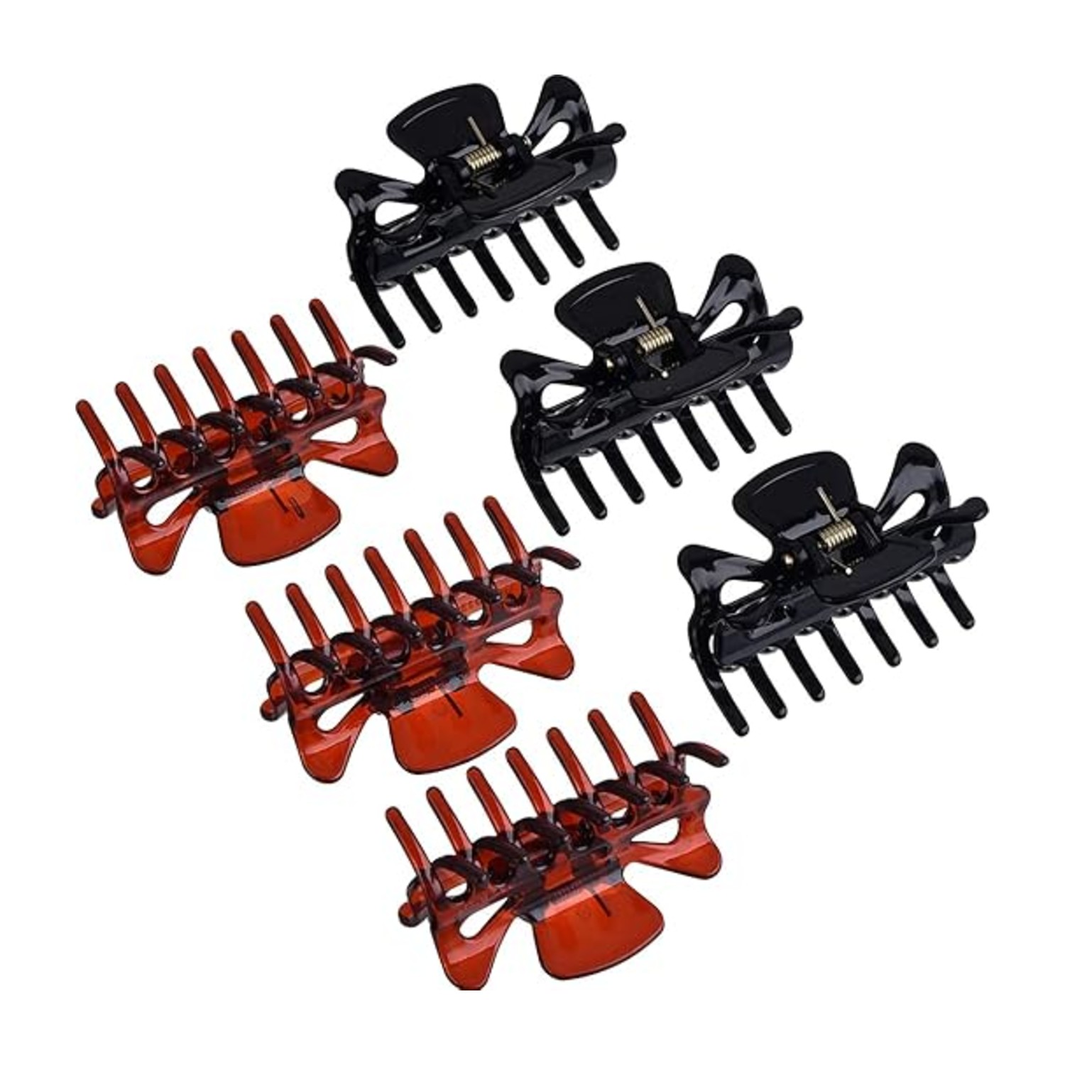 DELFINO 6 Pieces Plastic Hair Clips Claw, Women Hair Claw Clamps, Hairpin Hair Clips for Women Hair Accessories, Claw Clip for Thick Hair for a Variety of Types of Hair (Black and Brown)