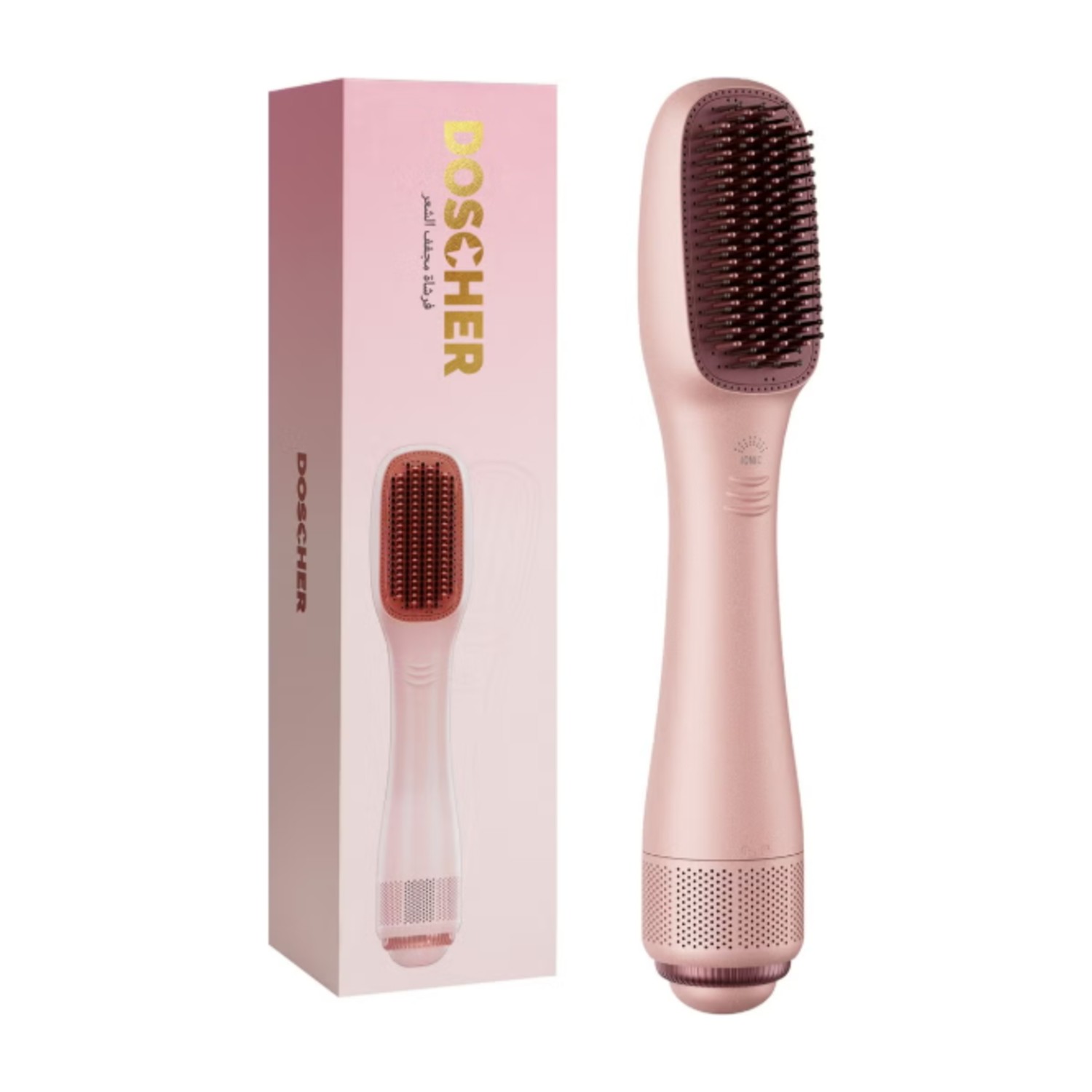 Doscher Hair Dryer Brush Ceramic Dryer,Styler and Straightener 1200W Pink/Rose Gold
