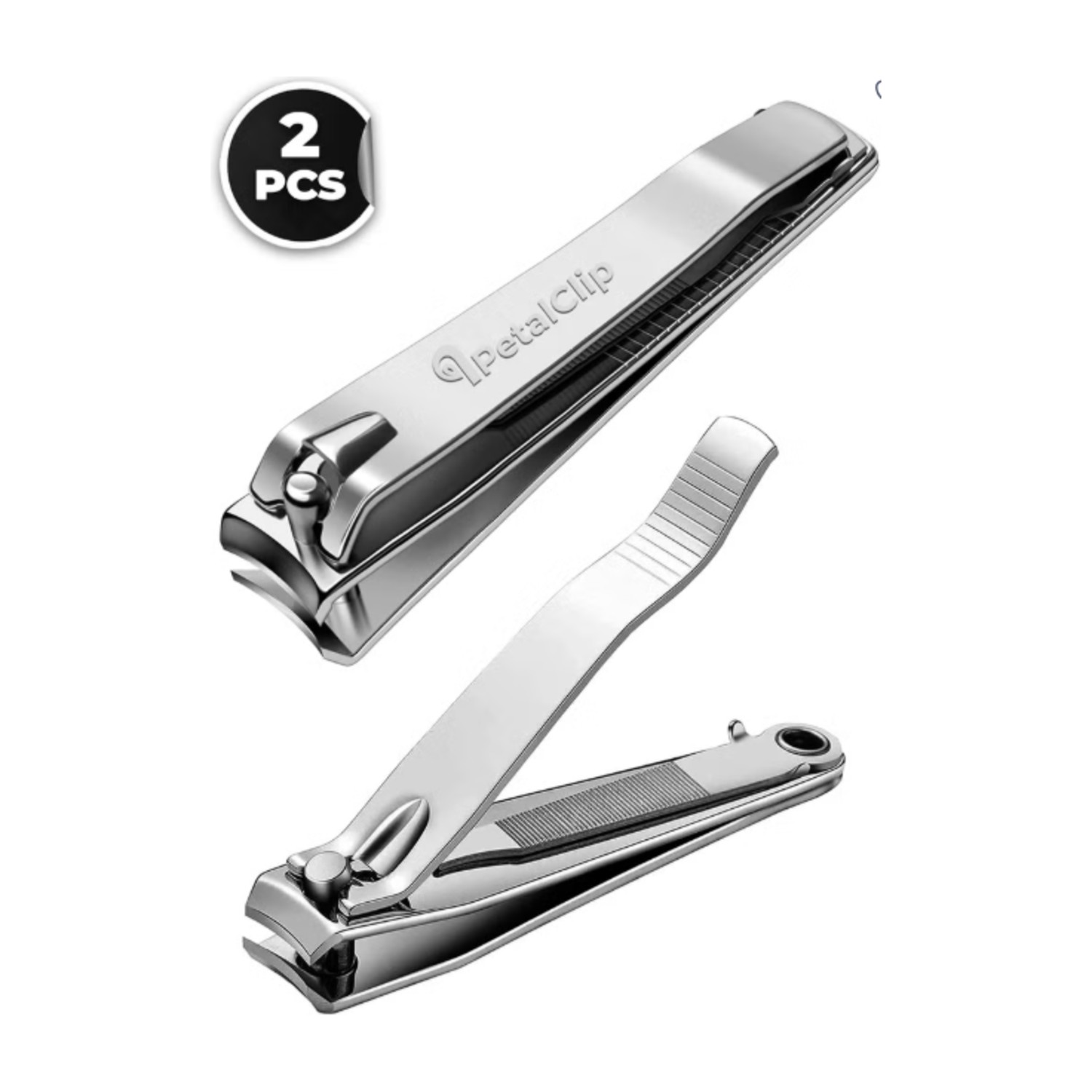 PetalClip 2 Pcs Heavy Duty Nail Clipper and Cutter Set for Thick Nails, Sharp Stainless Steel Wide Jaw Toenail Clippers Pack for Men, Women & Seniors