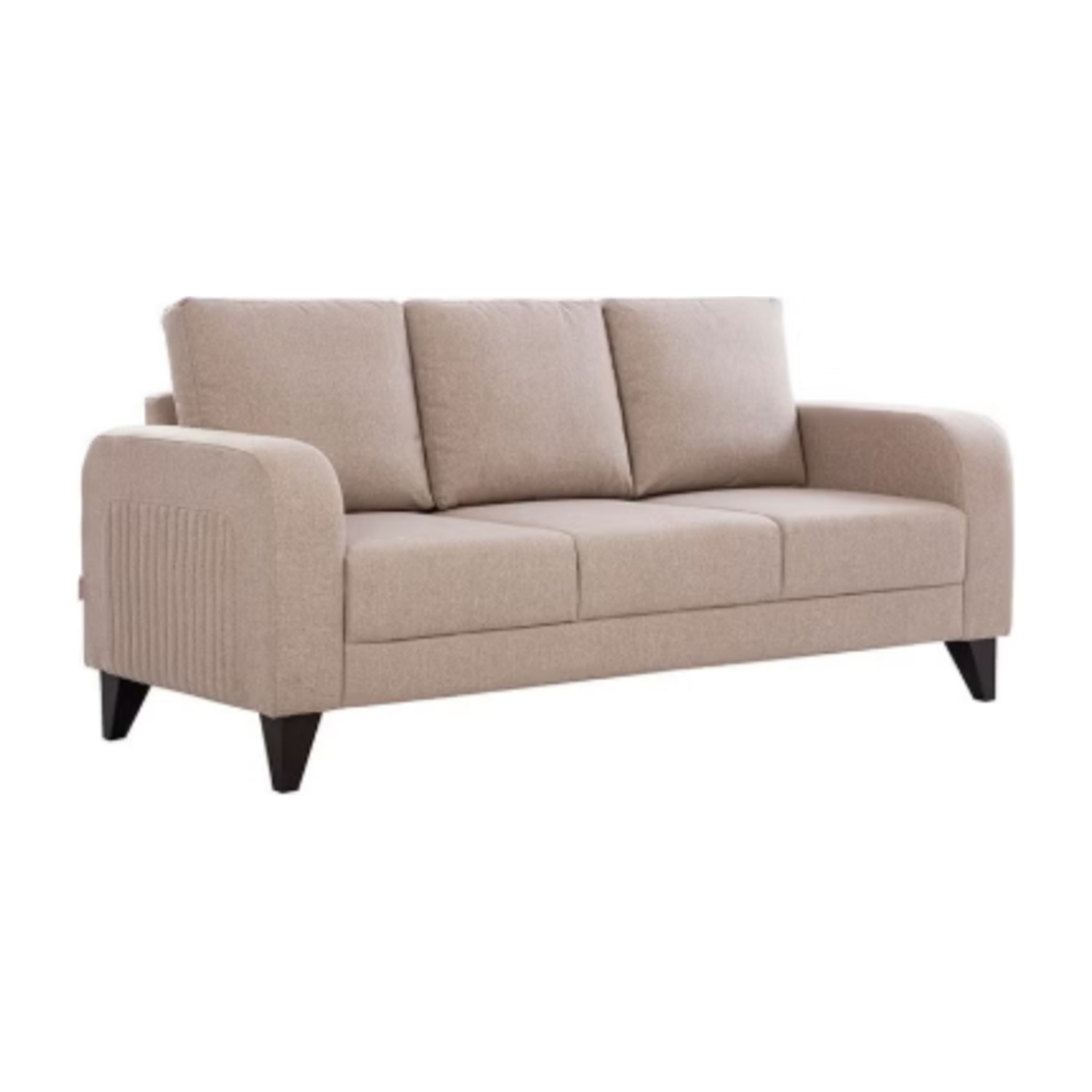 Danube Home London 3 Seater Fabric Sofa | Modern Design Three Seat Sofas | Comfortable Living Room Furniture L193.5xW93.5xH95cm - Warm Beige