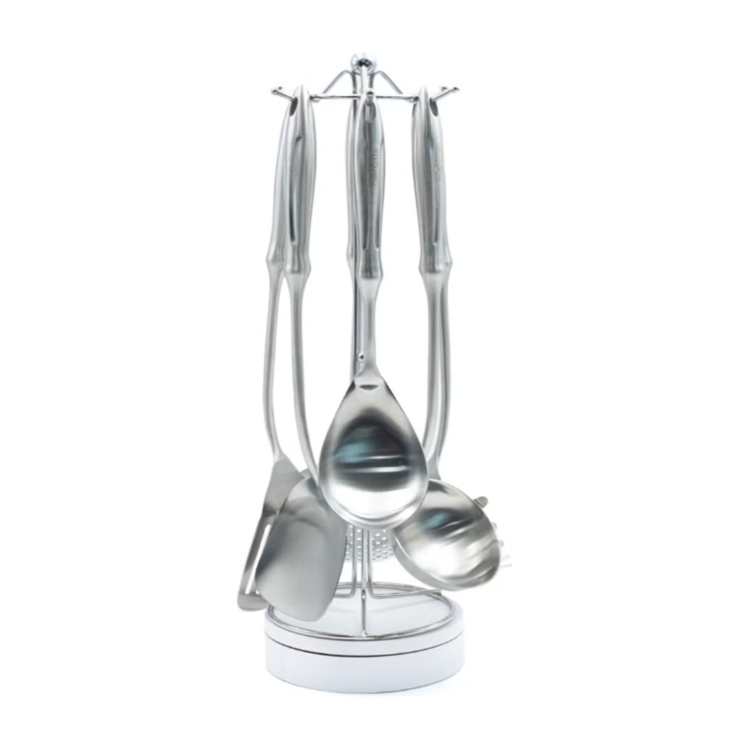 Beram Honor 6-Piece 304 Stainless Steel Cooking Utensil Set with Stand, Silver