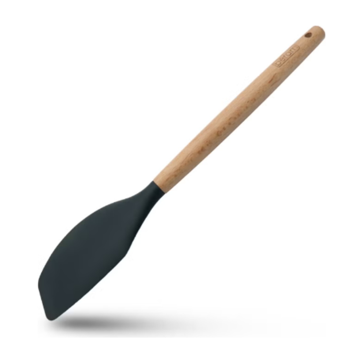 Beram Silicone Spatula and Scraper with Wooden Handle, Black