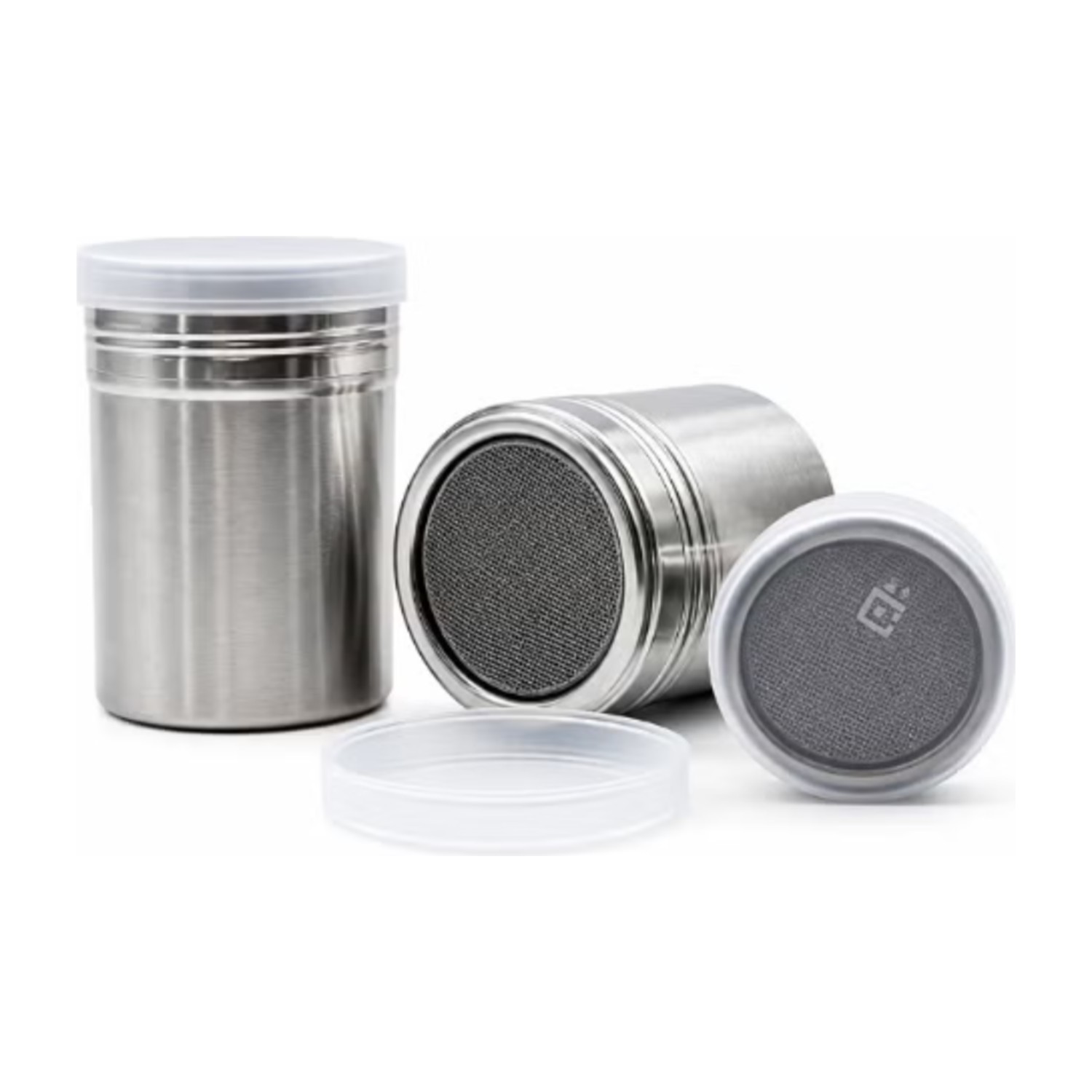 Beram 3-Piece Stainless Steel Sugar Shaker and Powder Duster Set - Silver