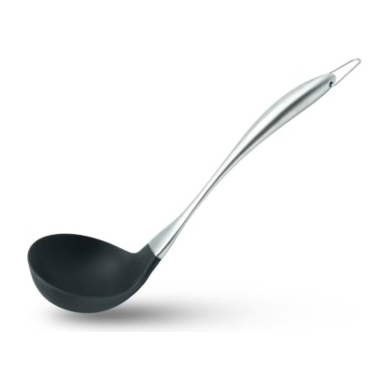 Beram Black Silicone Soup Ladle with Stainless Steel Handle, 31.5 cm