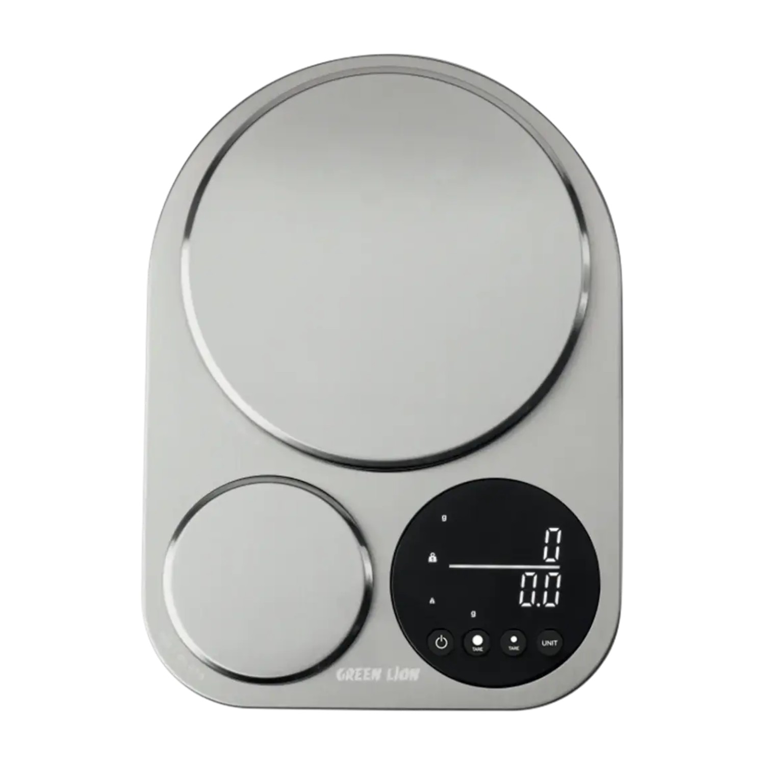Green Lion Dual Kitchen Scale, Digital Food Scale with Dual Weighing Platforms, 5kg & 500g Capacity, 1g/0.1g Precision, Stainless Steel Surface, Tare Function – Silver