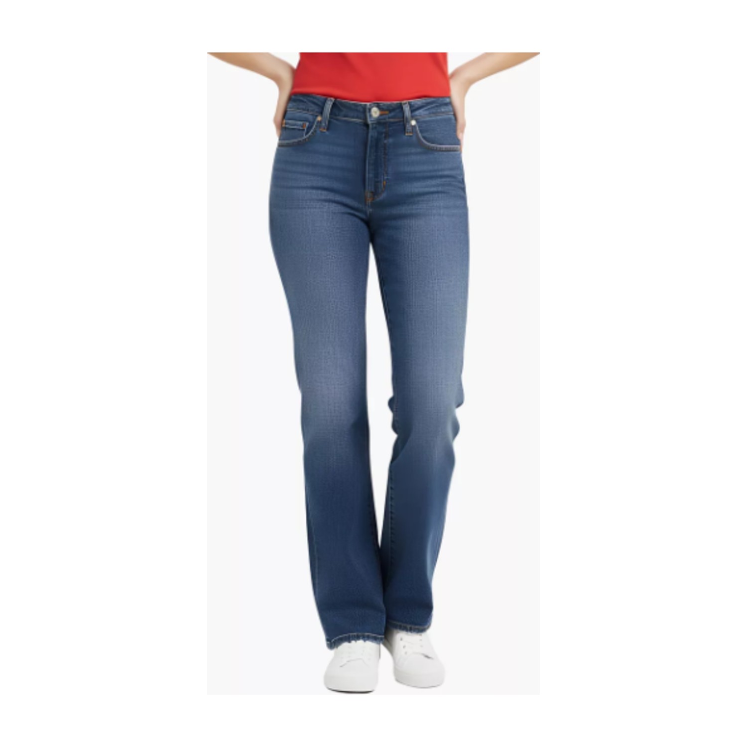 بنطال جينز نسائي Levi's 501 بقصة عادية ولون أزرق، مزود بـ 5 جيوب، طول الدرزة الداخلية 30 - مقاس 32
