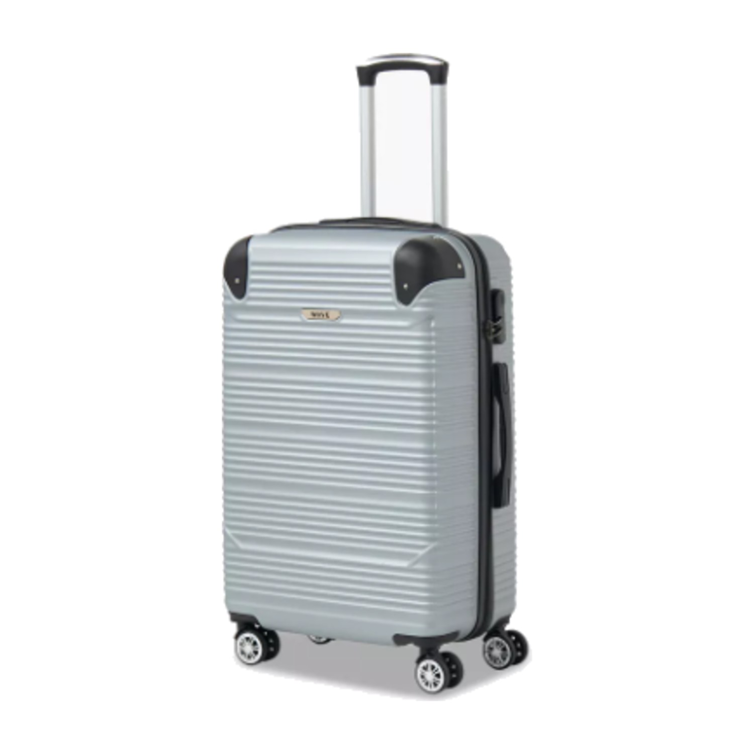 WAVE Textured Hardcase Luggage Trolley with Retractable Handle - 20 inches Cabin Bag - Silver