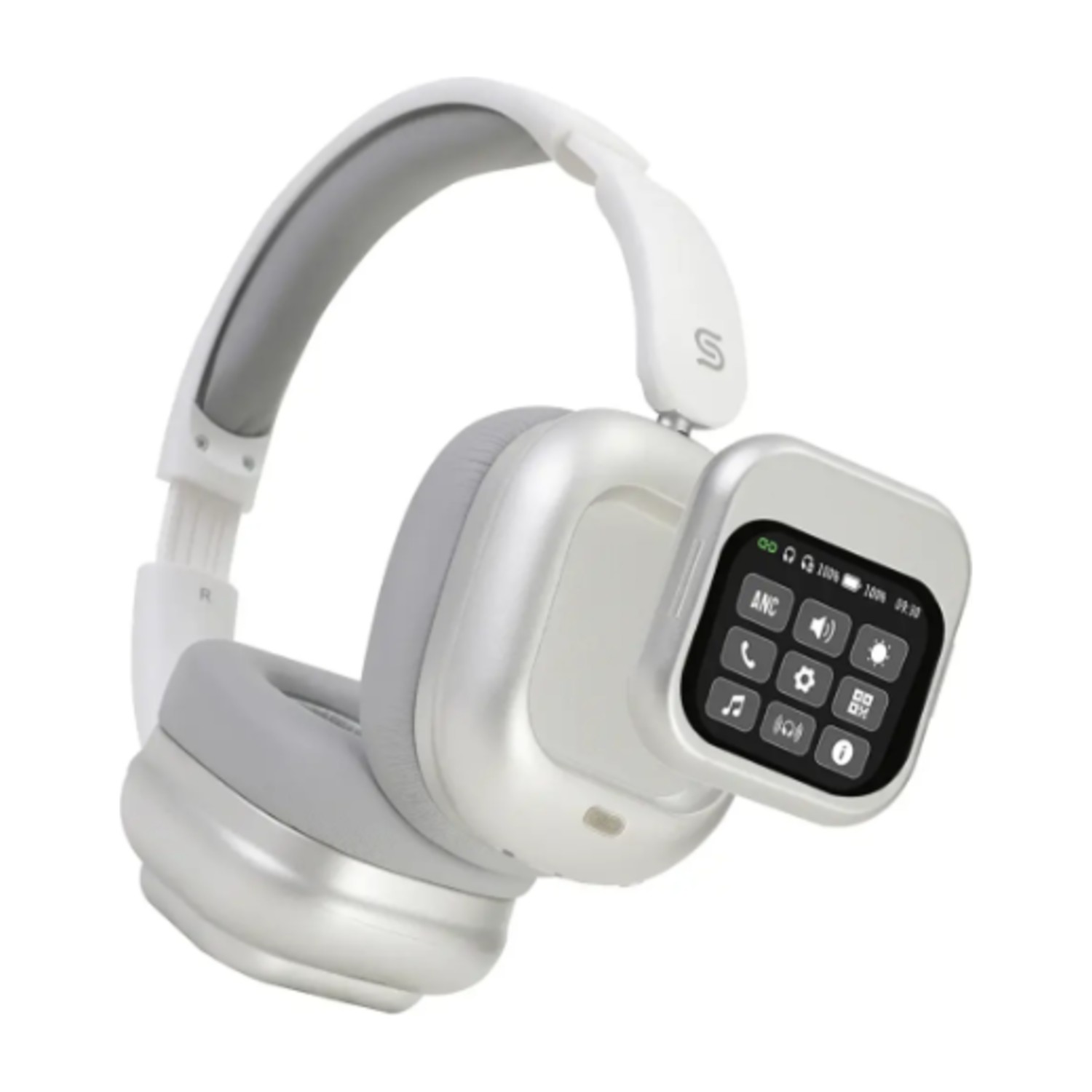 Porodo Soundtec Touchwave ANC Headphone with Detachable Touch Screen- WHITE