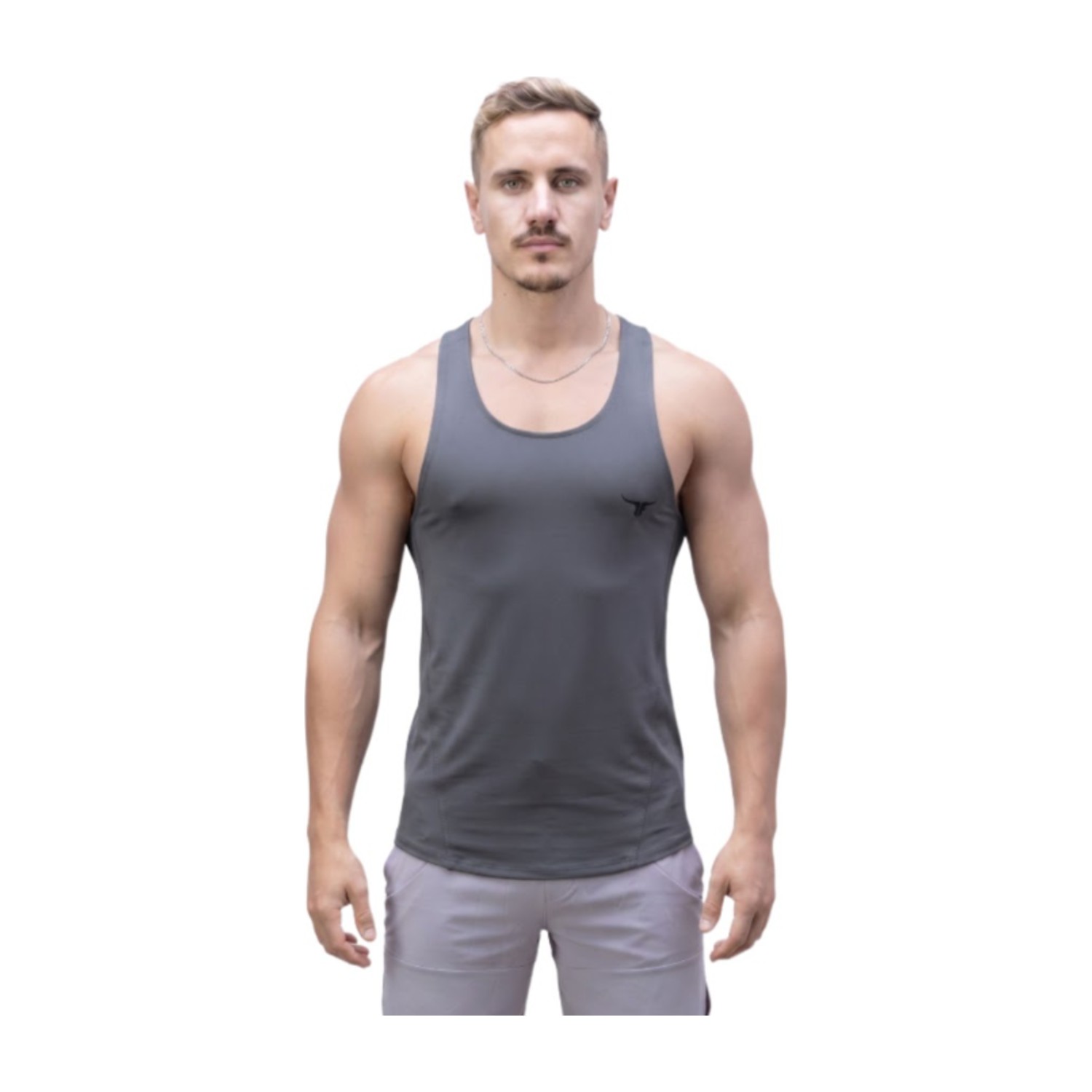MuscleHustle Mens Tank Top - Grey - S