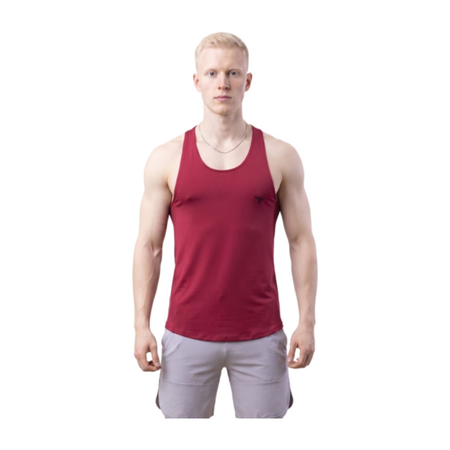 MuscleHustle Mens تانك توب - أحمر - S
