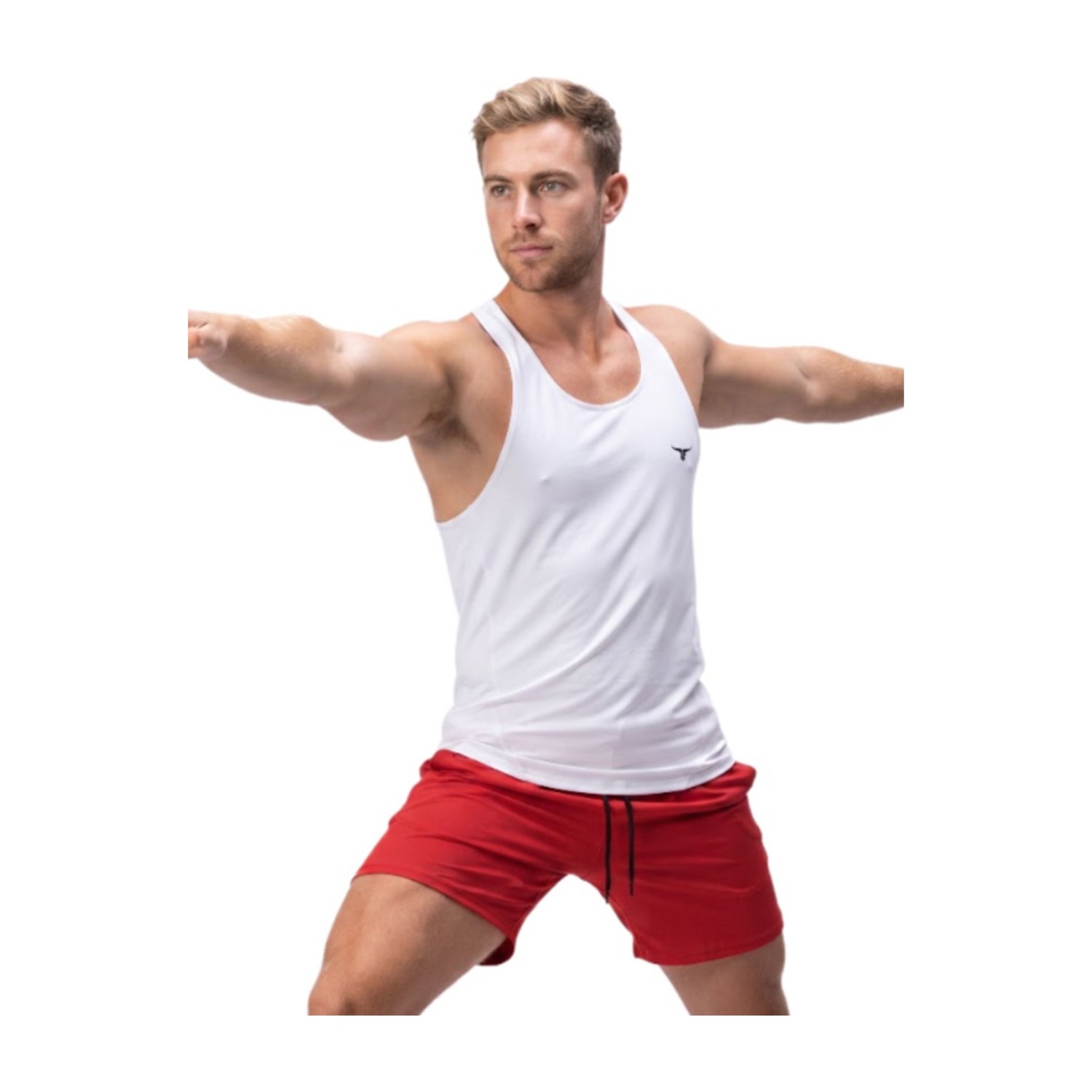 MuscleHustle Mens تانك توب - أبيض - M
