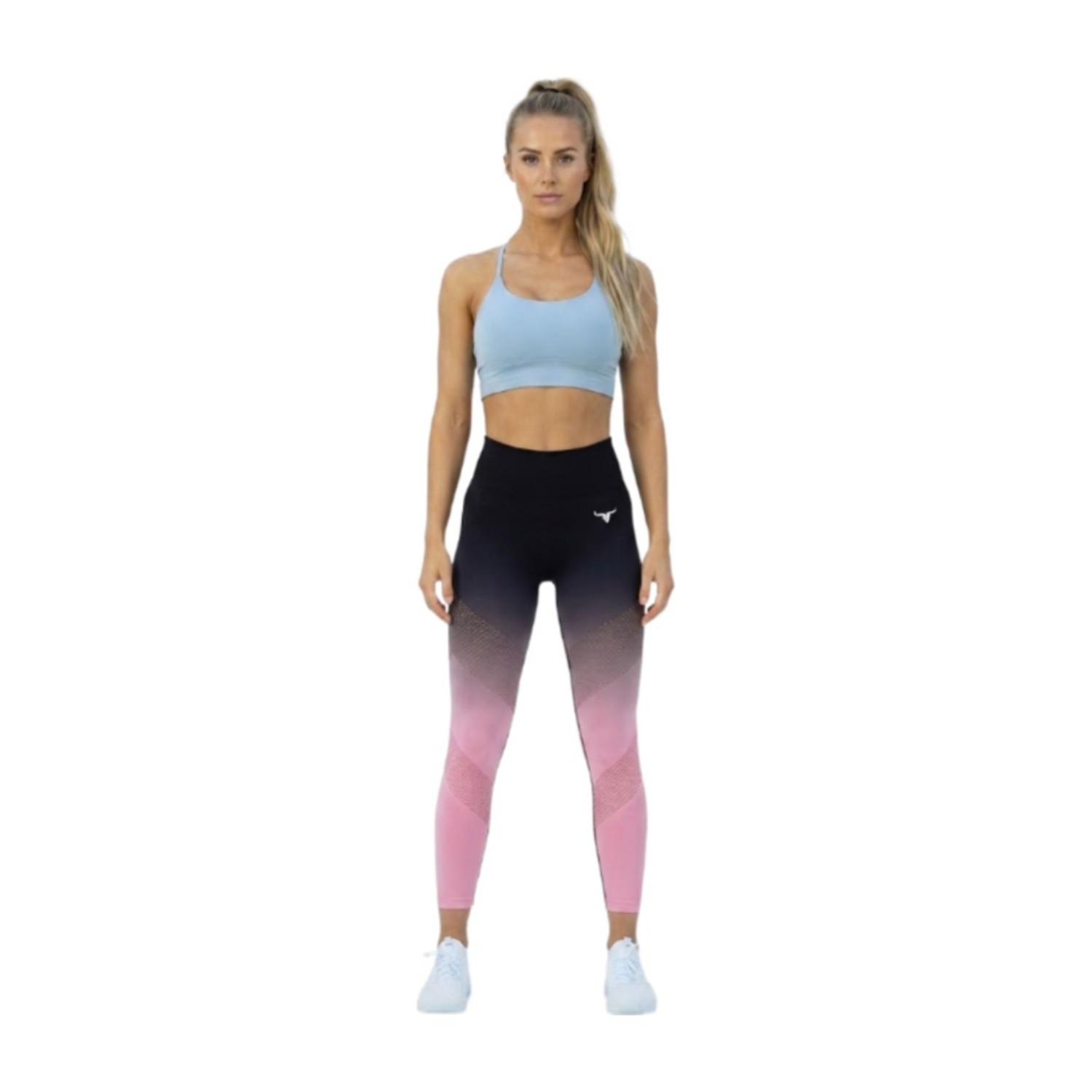 OmbreFlex Hollow Out Gradient Leggings - Black & Pink - M