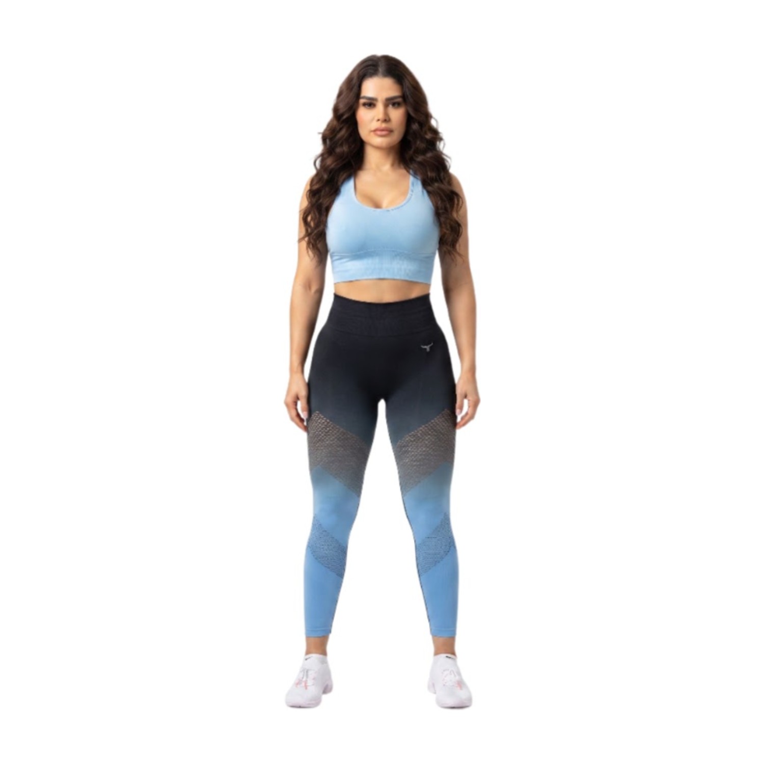 OmbreFlex Hollow Out Gradient Leggings - Blue & Black - M